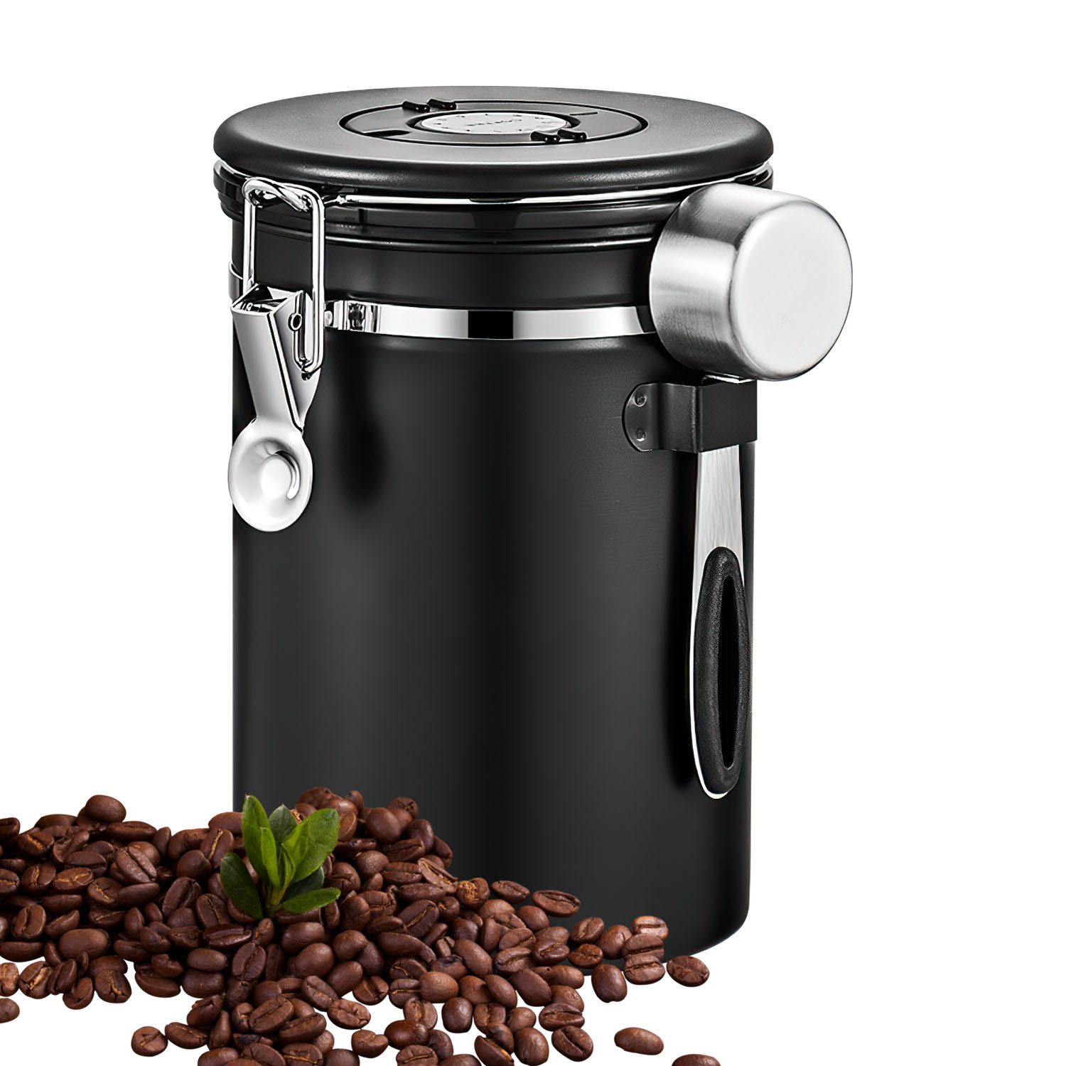 Refined Living Kaffeedose Vorratsdose luftdicht Edelstahl Kaffeebehälter 2800 ml mit Messlöffel, (mit Datumsmarkierung Aufbewahrungsdose Kaffeebohnen Aufbewahrung, 1-tlg), Bohnen Behälter Vorratsglas Aufbewahrungsdose mit Luftdichtem Deckel