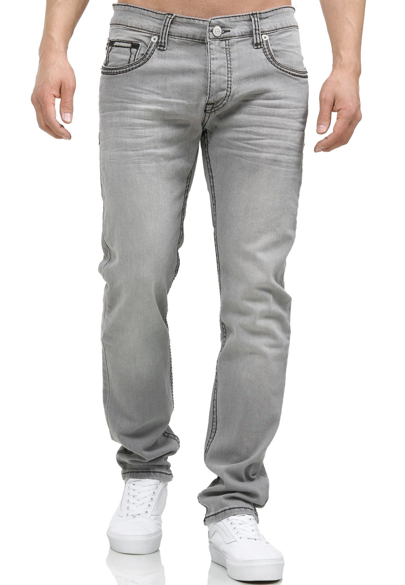 Code47 Regular-fit-Jeans Code47 Herren Bootcut Pocket Hose (1-tlg) Grau Männer Fit Denim Jeans Regular Five