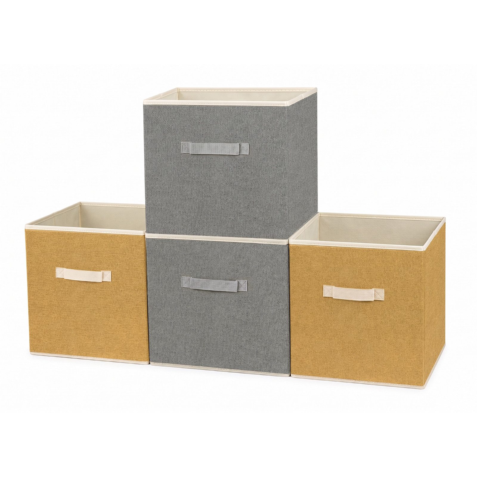 Youyijia Aufbewahrungsbox 4er-Set Stoff-Aufbewahrungsbox Faltbare Aufbewahrungskisten
