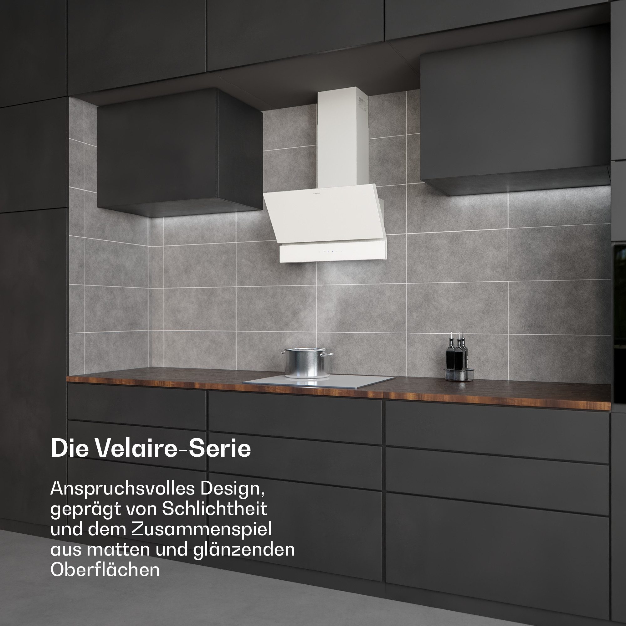 Klarstein Deckenhaube Velaire Angeled Velaire Angeled, Dunstabzugshaube Head free Umluft Abluft Touch LED Weiss