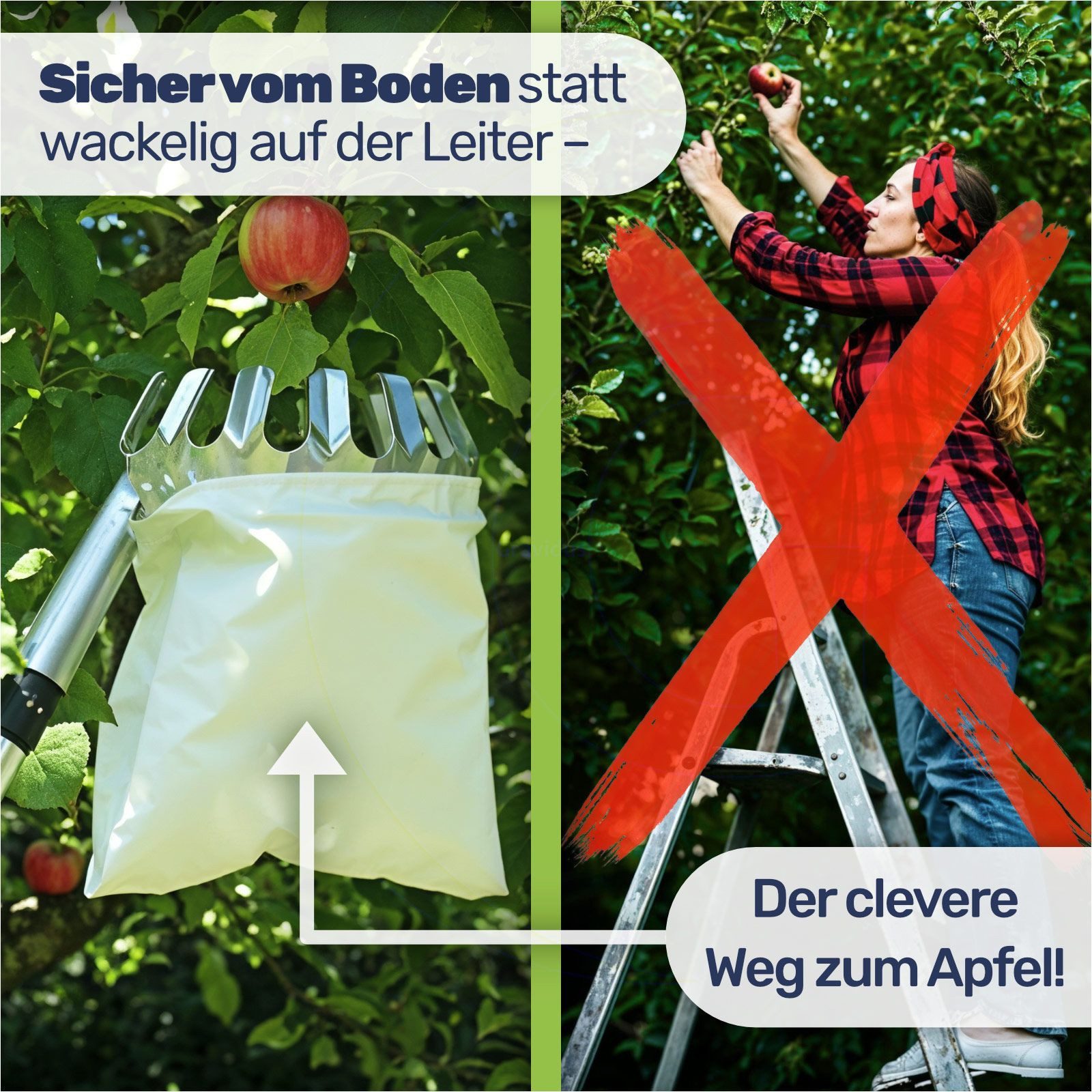 Gravidus Obstpflücker Praktischer Obstpflücker mit Teleskopstange Ideal für Äpfel und Birnen
