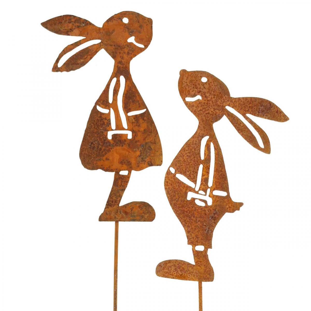 Viana Osterhase Rost Hasen Gartendeko Ostern Metallstecker 8x16cm 2er Set, 2 Stück