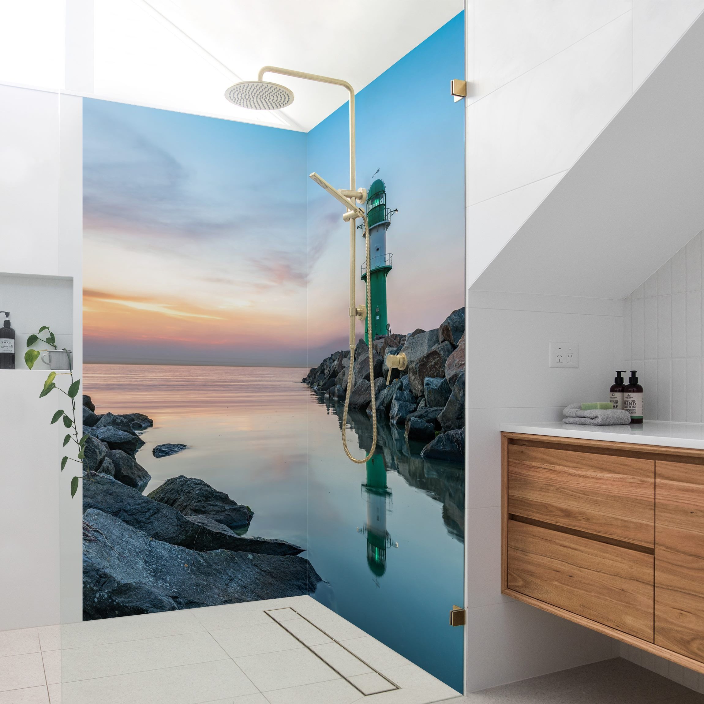 Thumbnail - Bilderdepot24 Badrückwand Strand blau Duschrückwand ohne Bohren Dusche Natur Meere, (Hartfolie matt » Selbstklebend SMAR...