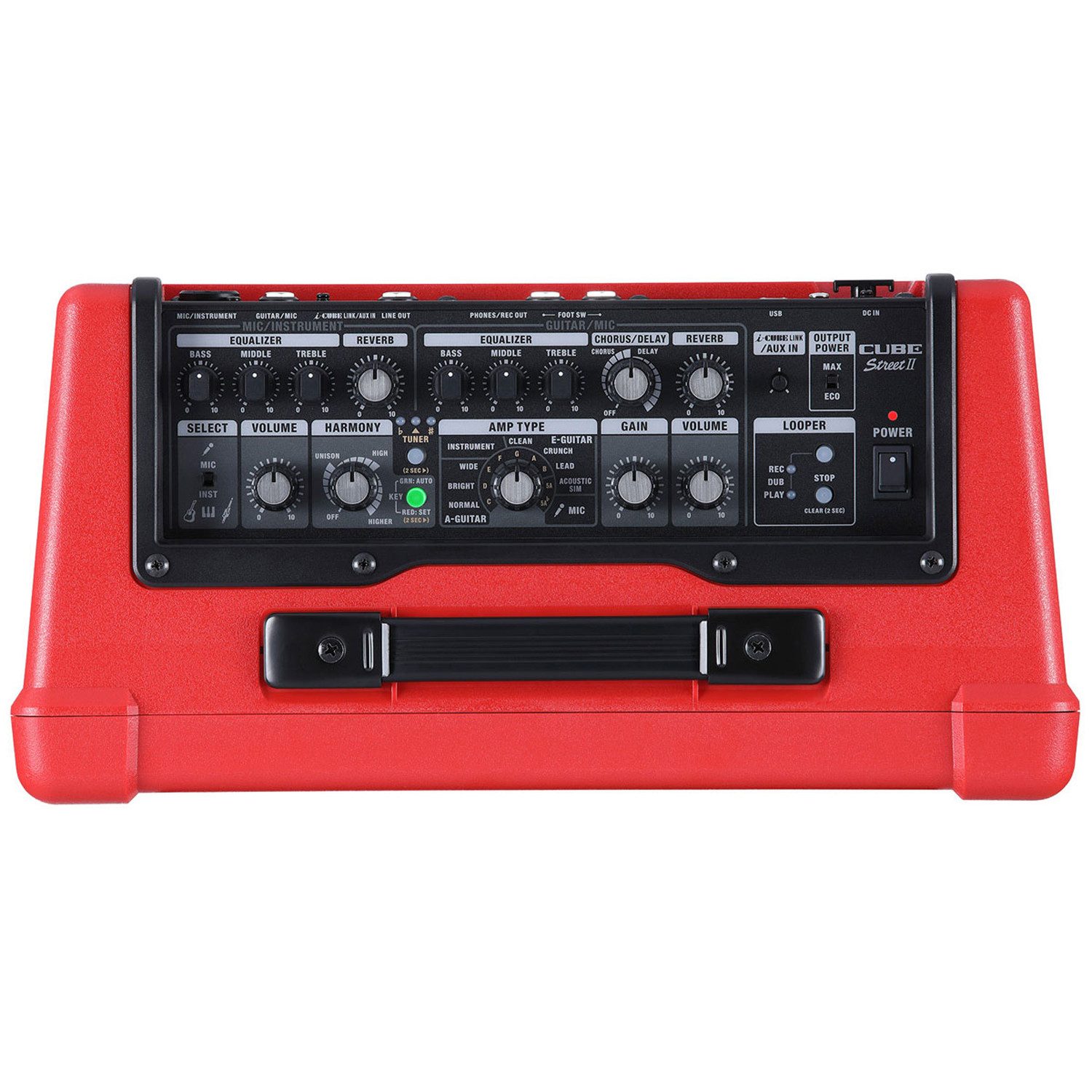 Boss by Roland Boss Verstärker Cube Street II Rot mit BT-Dual Adapter und Kabel Verstärker (Anzahl Kanäle: 2, 10 W, Gitarre, Mikrofon)