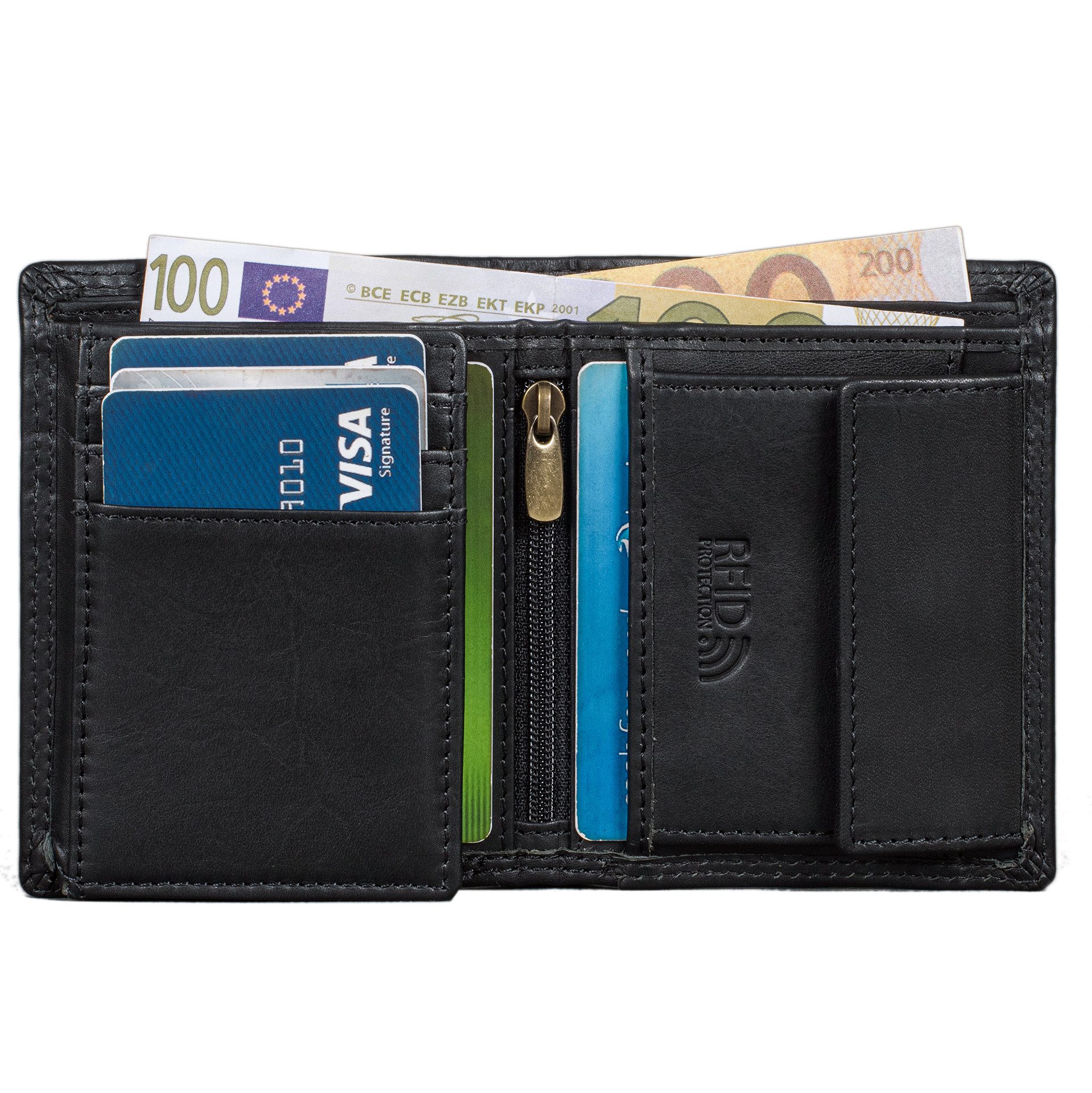 Benthill Geldbörse Herren Klein Echt-Leder Portemonnaie RFID Slim Gelbeutel Mini Börse, RFID-Schutz Kartenfächer Münzfach