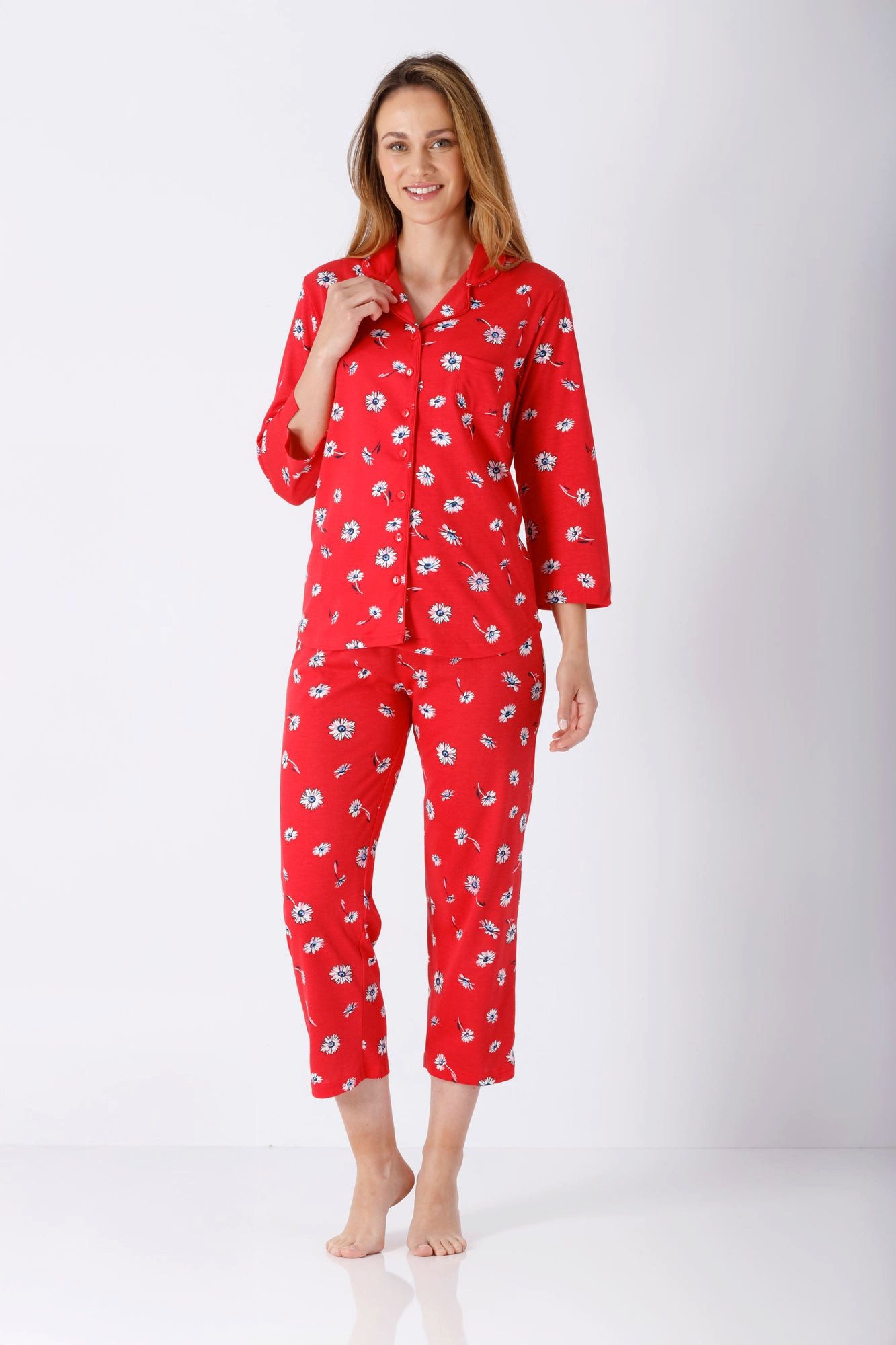 Schlafanzug Damen Schlafanzug 7/8 Pyjama Premium Cotton/TENCEL™ Modal