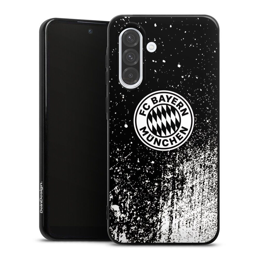 DeinDesign Handyhülle FC Bayern München Offizielles Lizenzprodukt FCB Splatter Schwarz - FCB, Samsung Galaxy A36 5G Silikon Hülle Bumper Case Handy Schutzhülle