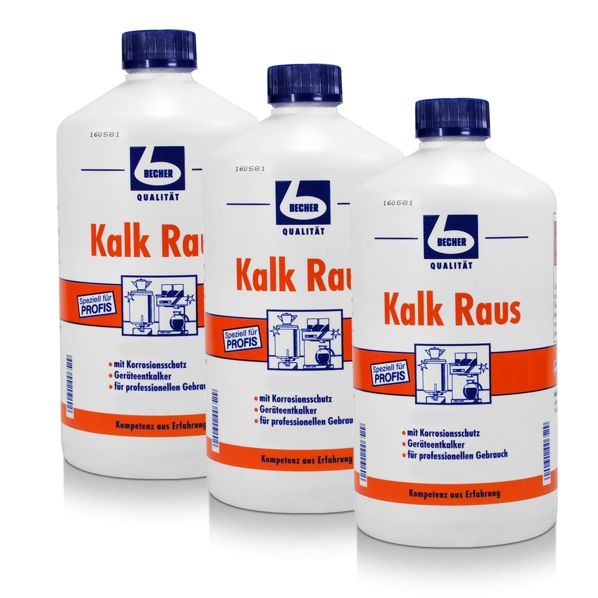 Dr. Becher 3x Dr. Becher Kalk Raus 1 Liter Geräteentkalker Spezialwaschmittel