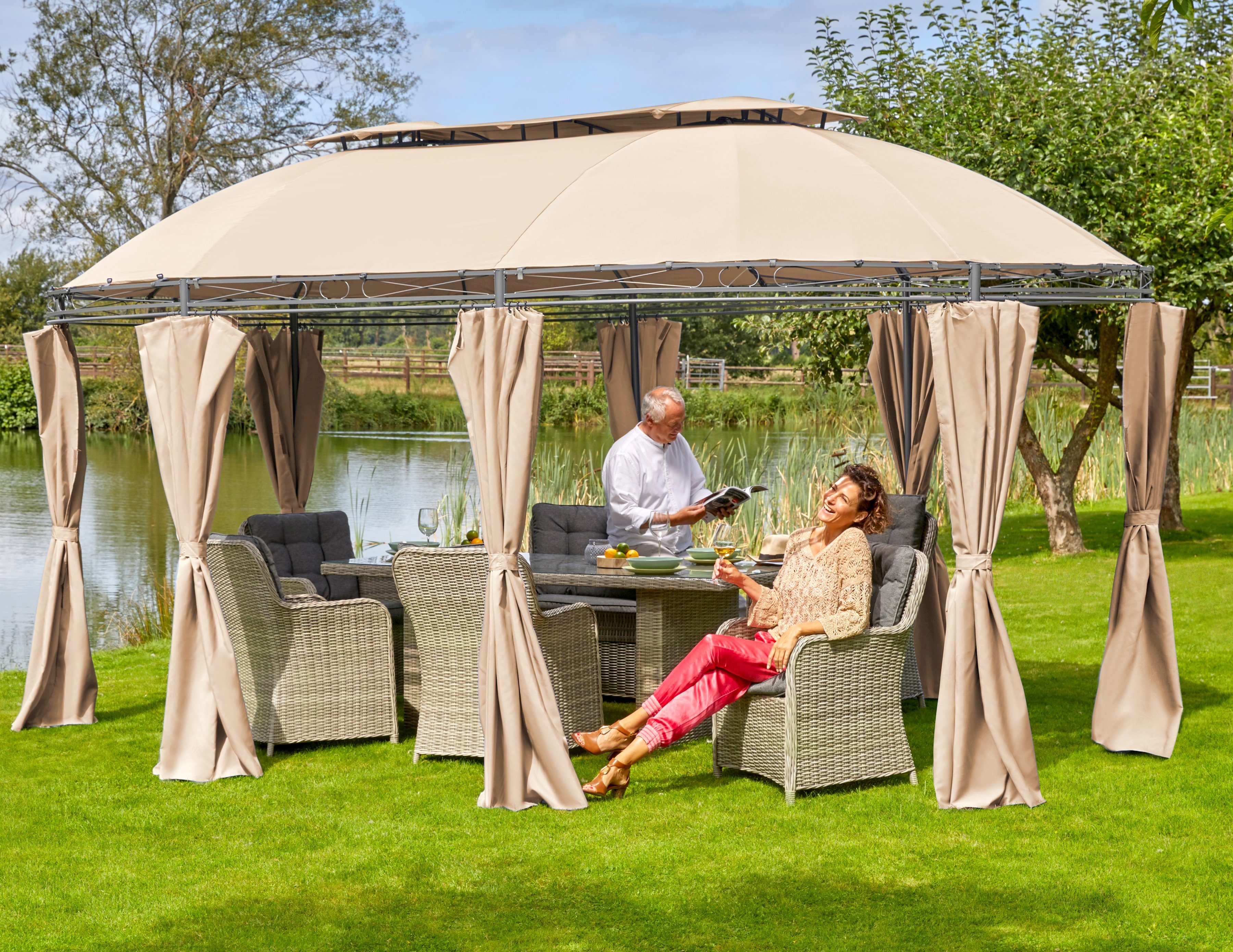 KONIFERA Pavillon mit Seitenteilen »Oval«, BxL 350x500 cm online