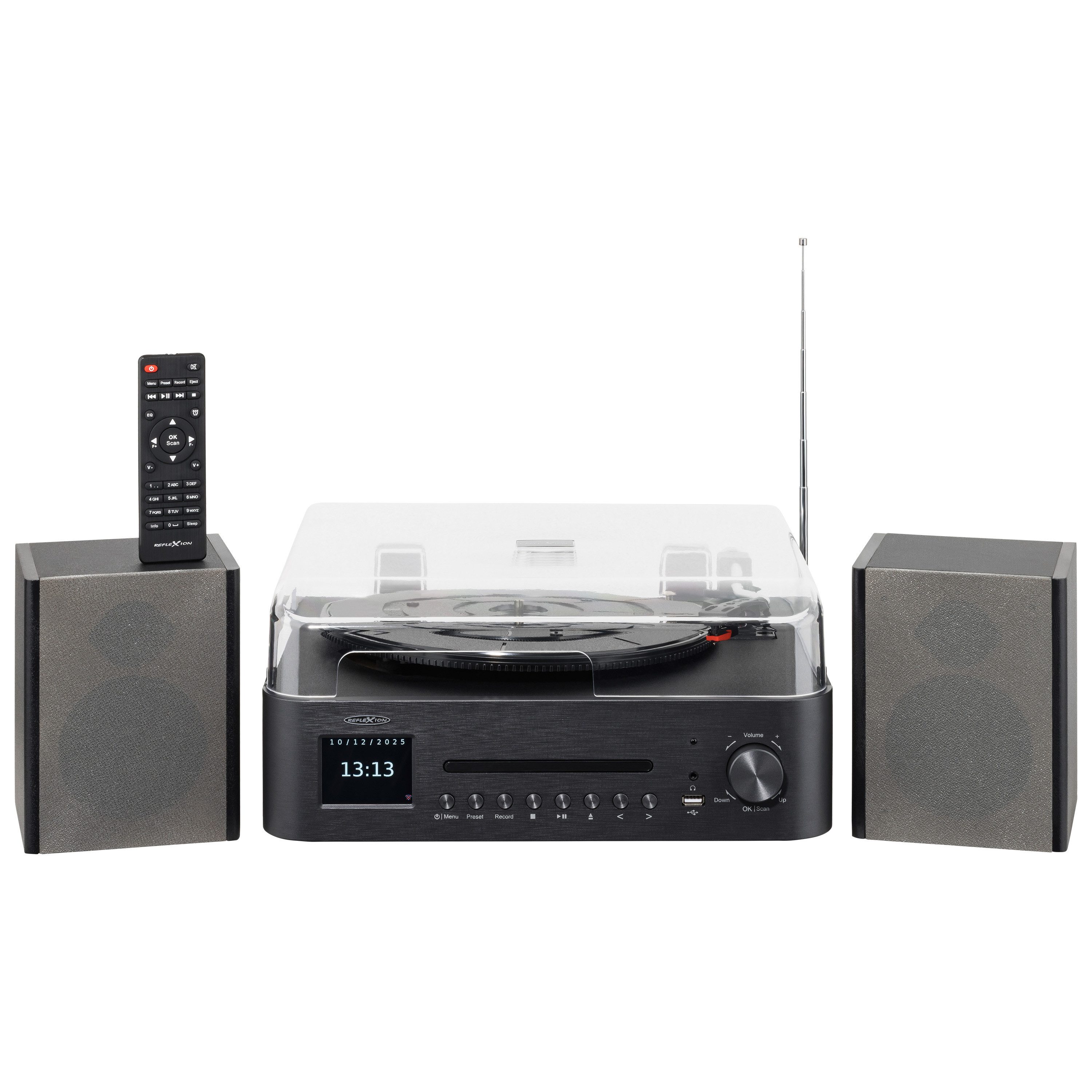 Reflexion HIF2082DAB Plattenspieler (Bluetooth, DAB+, UKW, CD, Bluetooth, Großes 2,8" TFT-Farbdisplay)