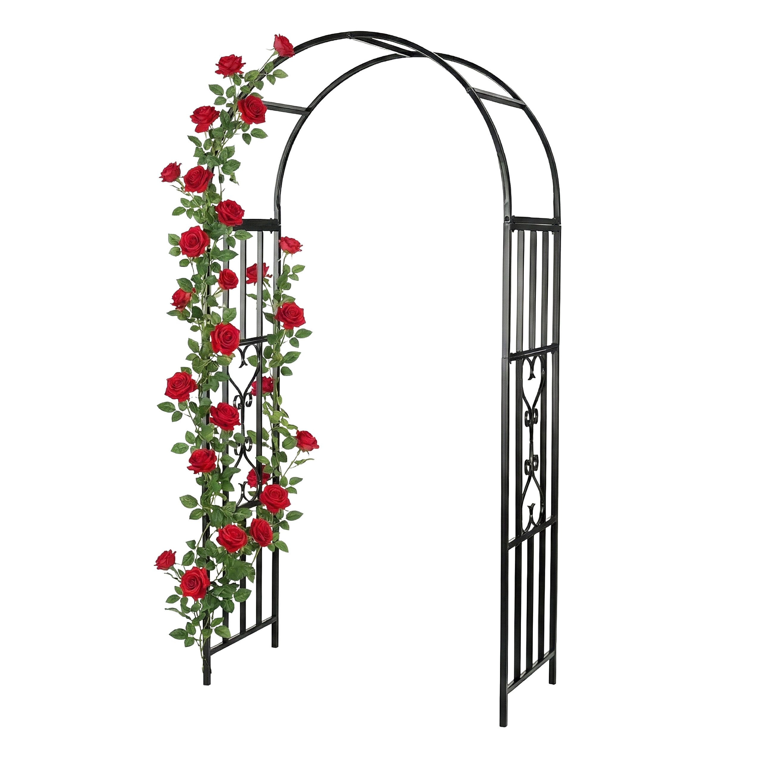relaxdays Rosenbogen Schwarzer Rosenbogen aus Metall