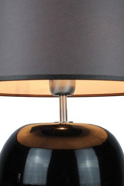 Signature Home Collection Nachttischlampe Nachttischlampe rund Keramiklampe in Keramik, ohne Leuchtmittel, warmweiß, Keramiklampe Nachttischlampe schwarz mit Lampenschirm