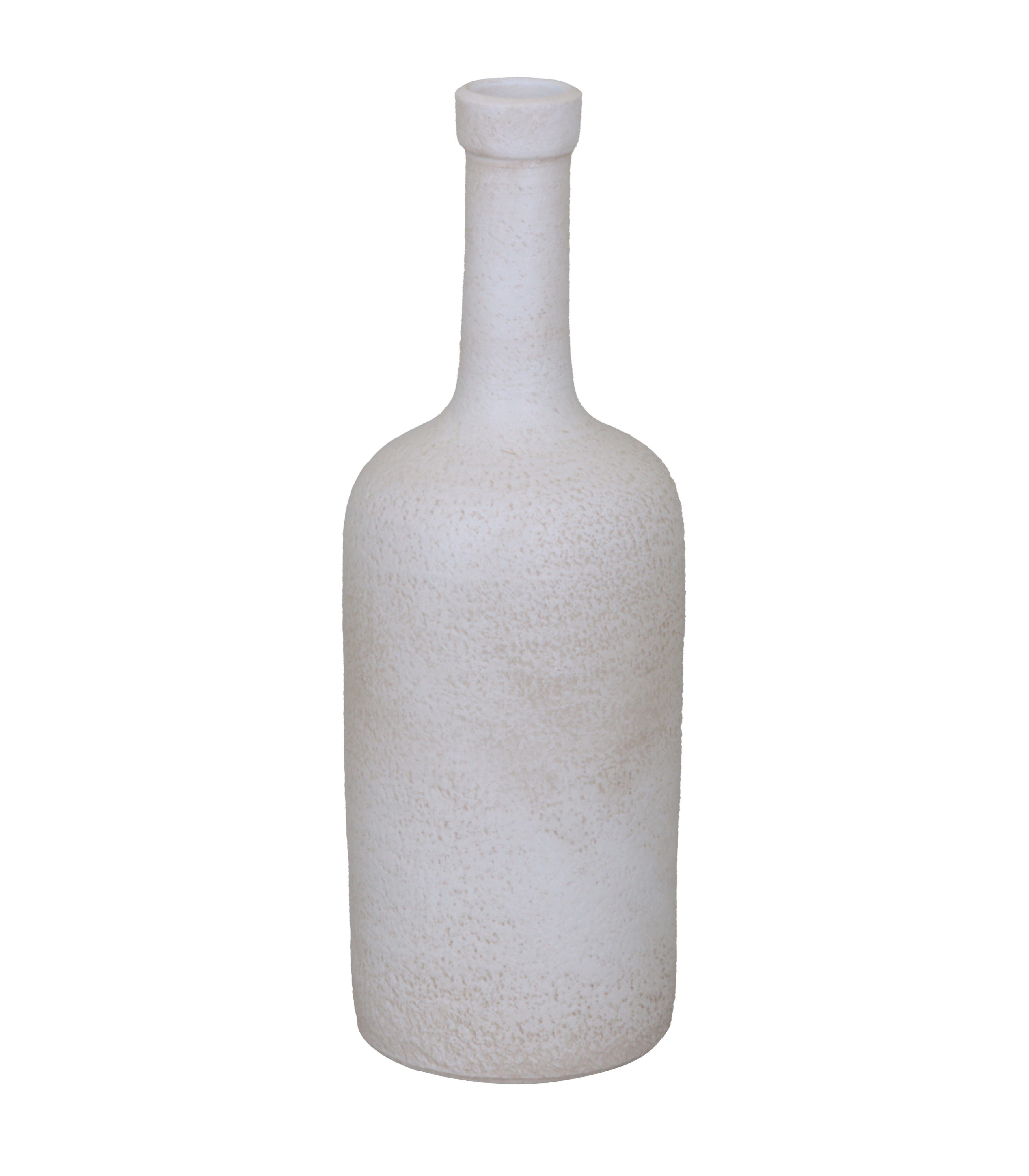 tegawo Dekovase Lava-Conica, Keramik Flasche mit Struktur handgemacht Creme