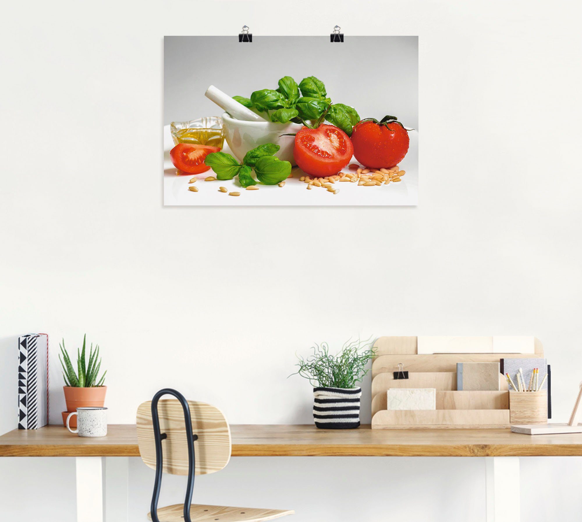 Artland Wandbild Bereit für Pesto, als St), versch. in Größen oder Wandaufkleber Poster Leinwandbild, (1 Alubild, Lebensmittel