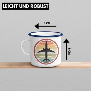 Trendation Thermotasse Trendation - Pilot Geschenk Emaille Tasse Flugzeug Fliegen Geschenkidee Piloten KaffeeEmaille Tasse Flugzeug Grafik