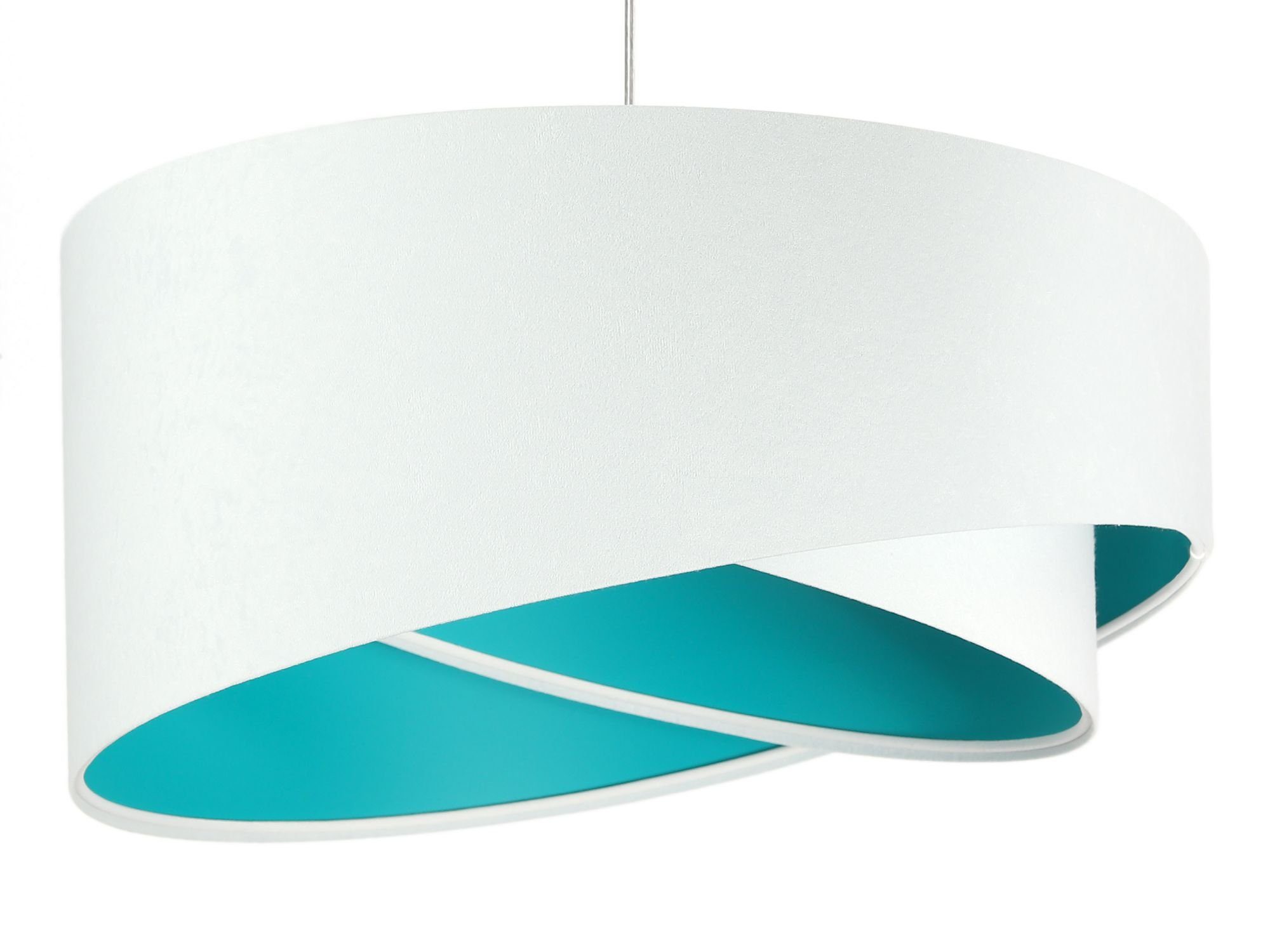 Licht-Erlebnisse BRANDO, modern Pendelleuchte Weiße Hängelampe Lampe Türkis Wohnzimmer Leuchtmittel, ohne Esstisch Stoffschirm