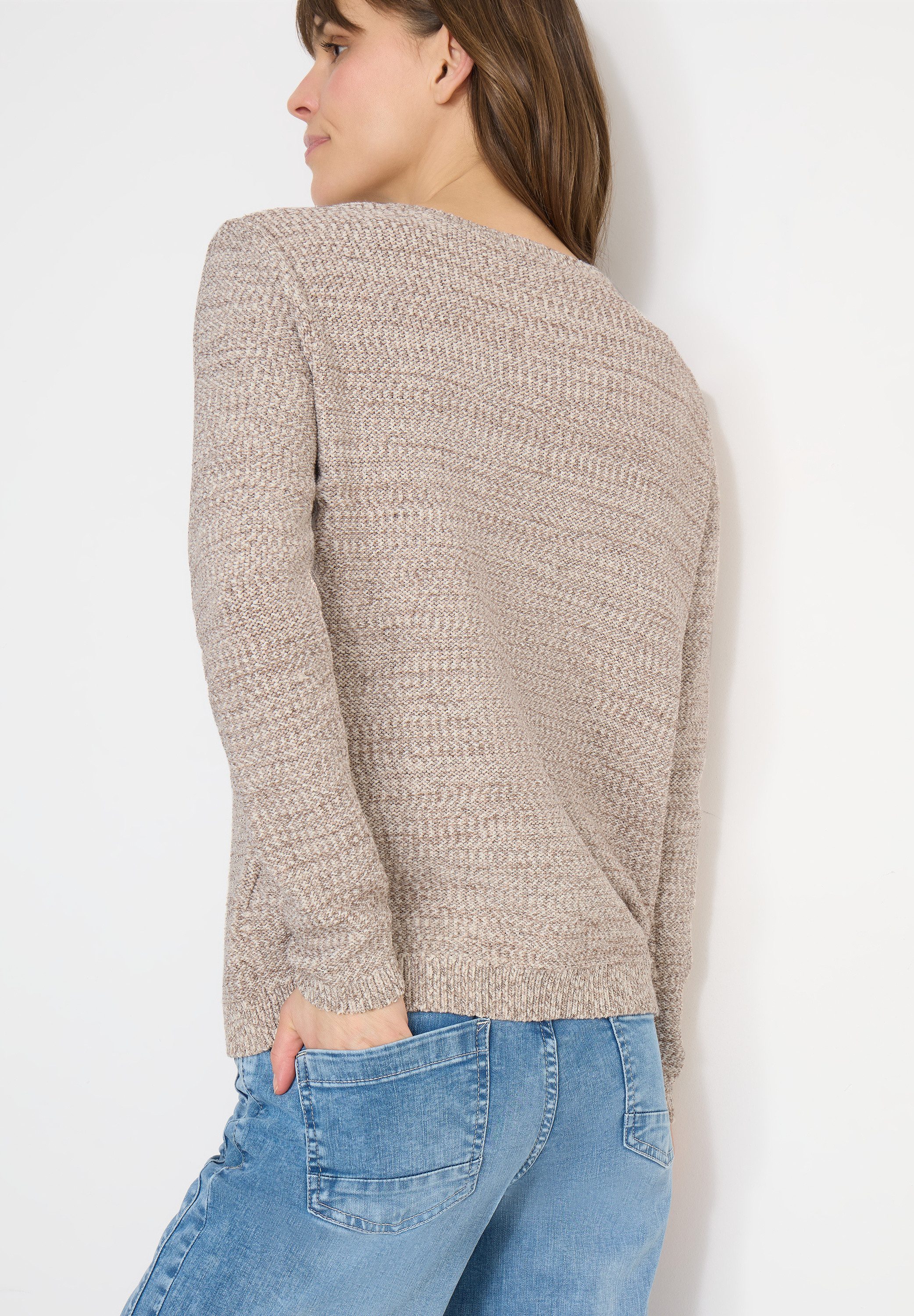 CECIL Strickpullover meliert, mit Rundhals