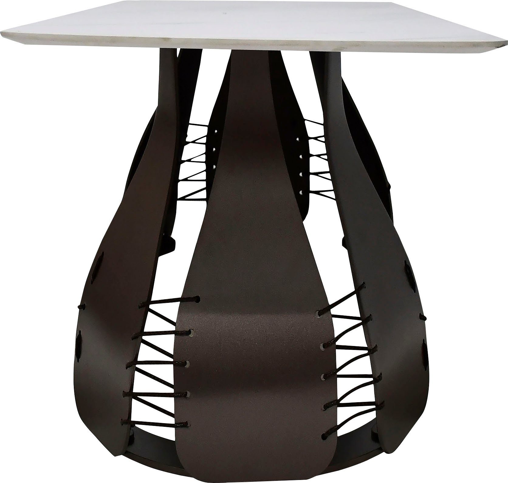 Leonique Konsolentisch Indiana, TV-Tisch, rechteckig, bronzefarbene Beine, Keramik, Marmoroptik