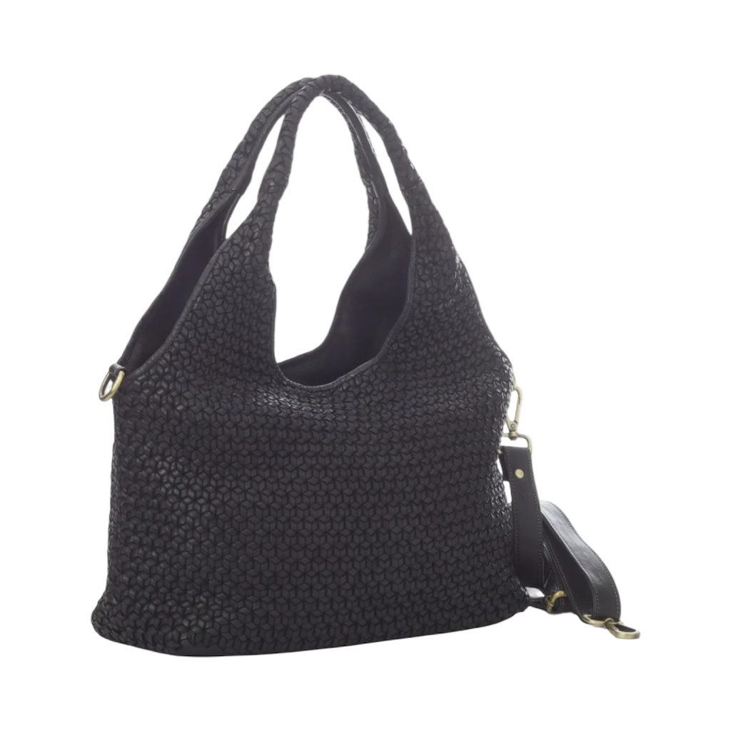 BZNA Schultertasche Emilia Designer Handtasche Tasche Shopper, Geflochtenes Leder Front