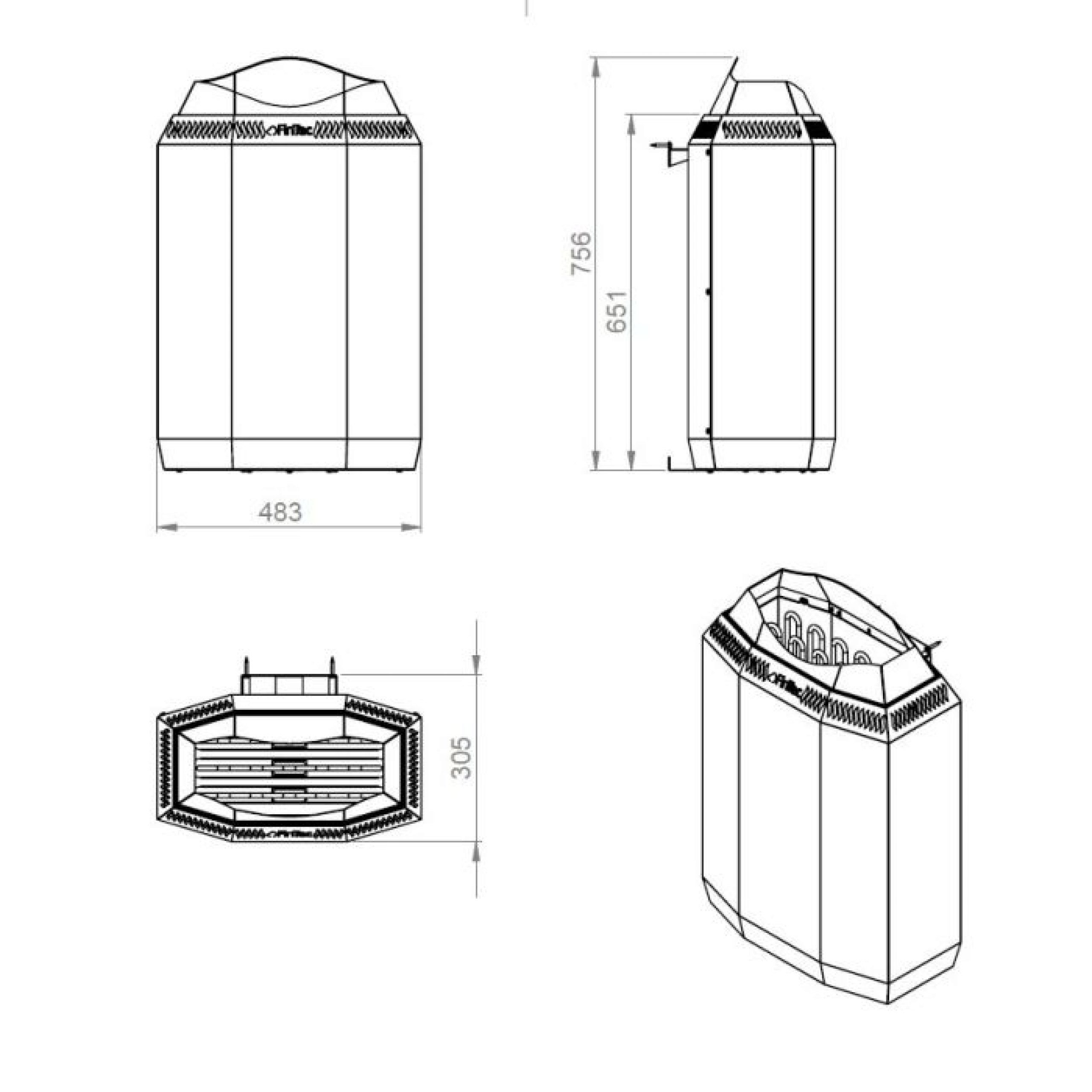 FinTec Saunaofen FinTec KAJA 10,5 kW Premium Elektro-Saunaofen finnischer Saunaofen