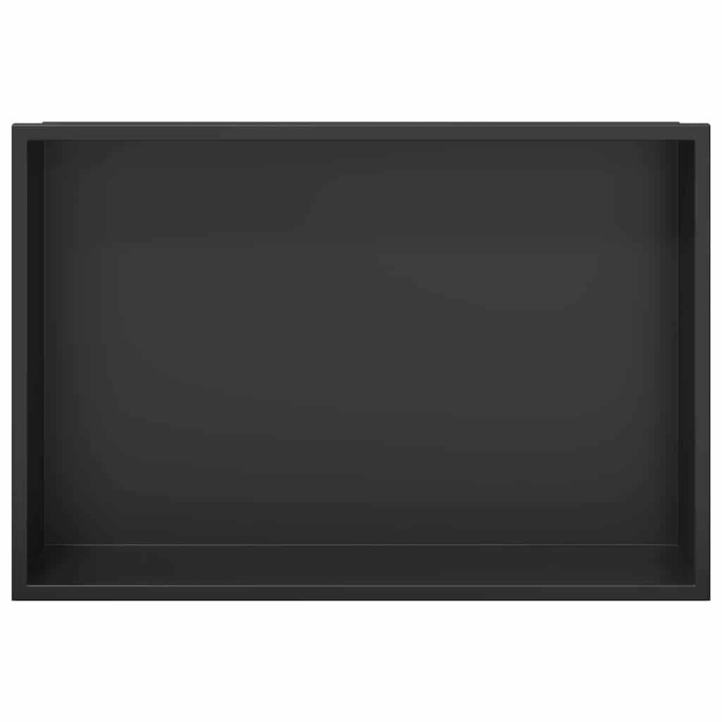 vidaXL Duschwand Duschnische Schwarz 45 x 30 x 9,5 cm Edelstahl, (1 tlg) – Bild 5 von 5