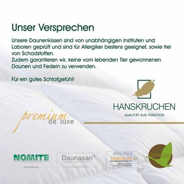 Daunenkissen Premium de Luxe, HANSKRUCHEN, Füllung: 90% Daunen, 10% Federn, Bezug: 100% Baumwolle, 35x40 cm, hergestellt in Deutschland, allergikerfreundlich