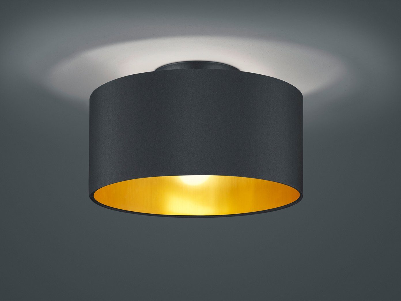 Dimmfunktion, LED LED Warmweiß, Deckenleuchte, Treppenhaus Lampe Gold wechselbar, meineWunschleuchte Schwarz Design-klassiker Lampen-schirm Stoff