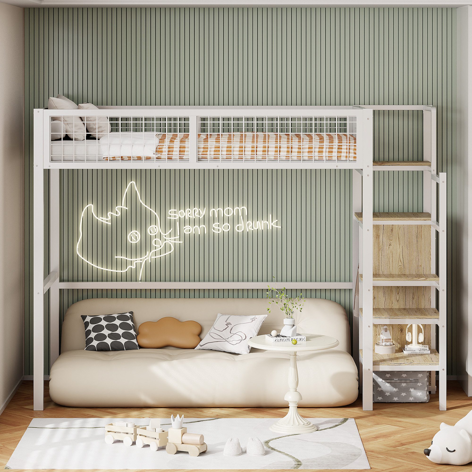REDOM Metallbett Hochbett Einzelbett Stauraumbett Funktionsbett günstig online kaufen