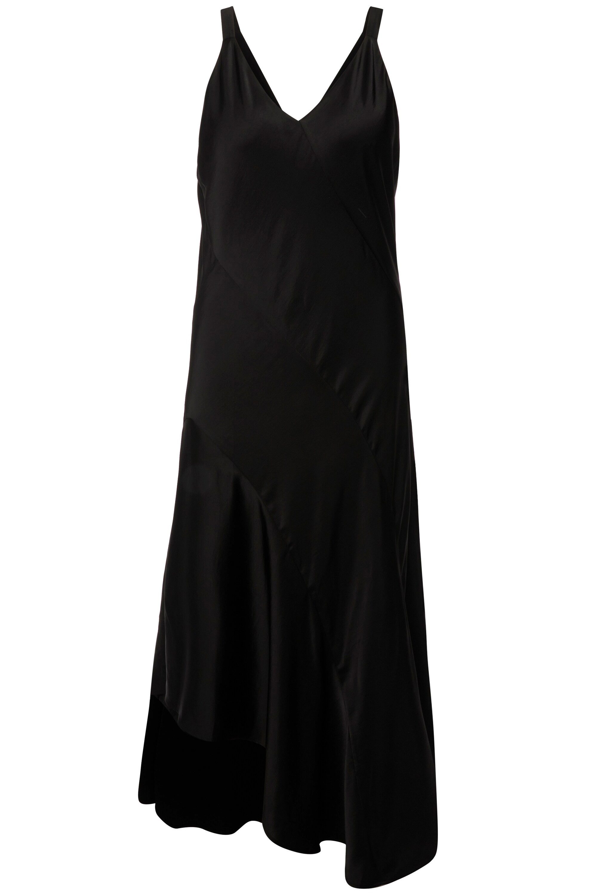 Ulla Popken Cocktailkleid Satin-Maxikleid A-Linie V-Ausschnitt ärmellos günstig online kaufen