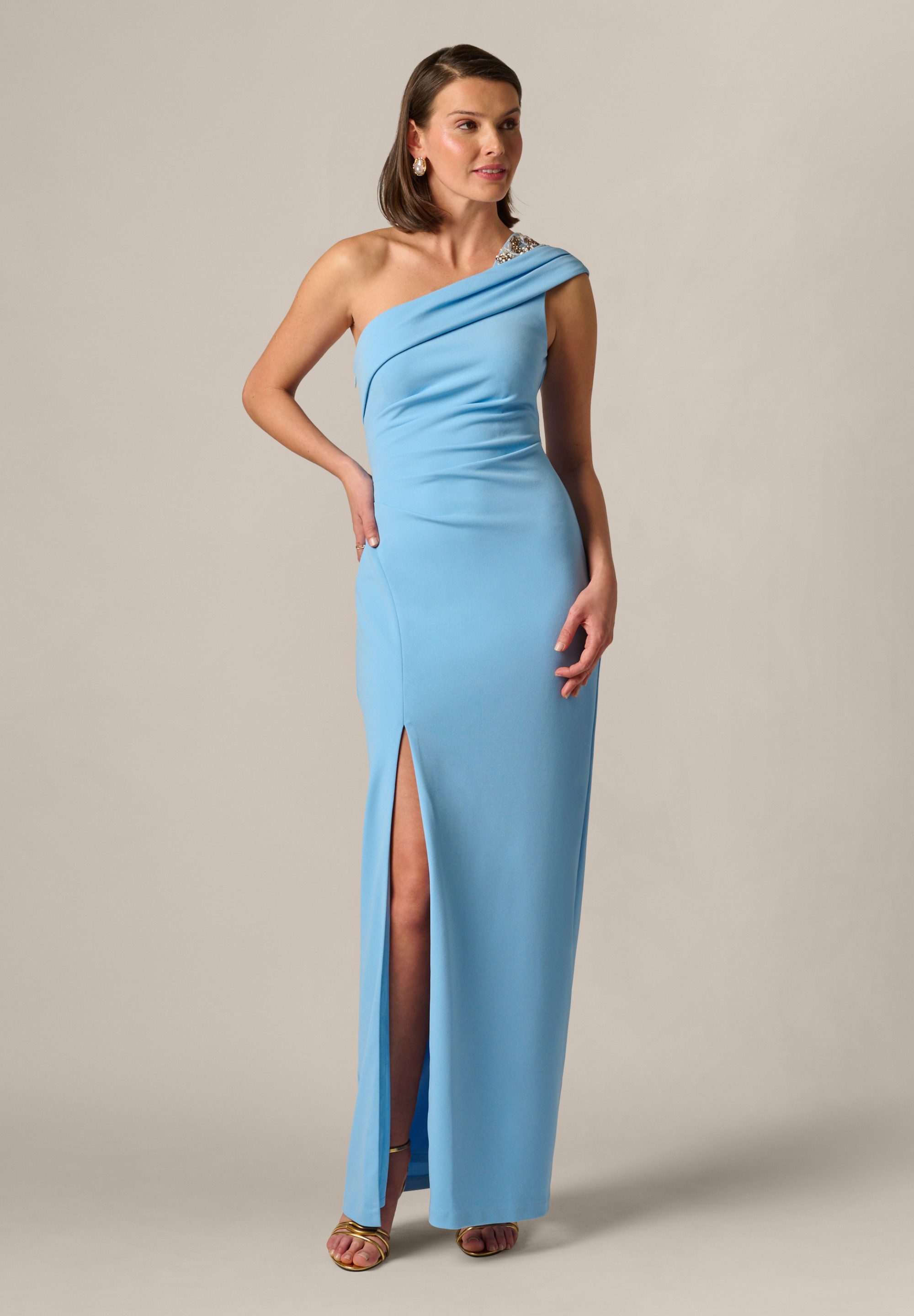 Adrianna Papell Abendkleid One Shoulder Crepe Gown Elegantes und modernes One Shoulder-Kleid