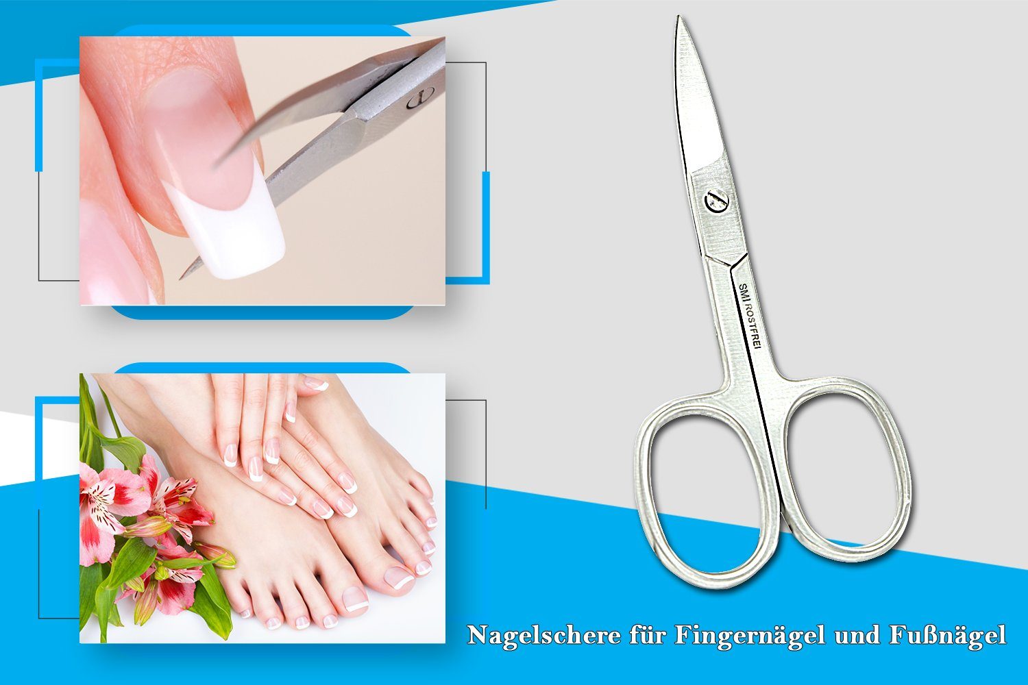 SMI Nagelschere Linkshänder mit Nagelschere Schere Maniküre Etui Fingernagel Pediküre