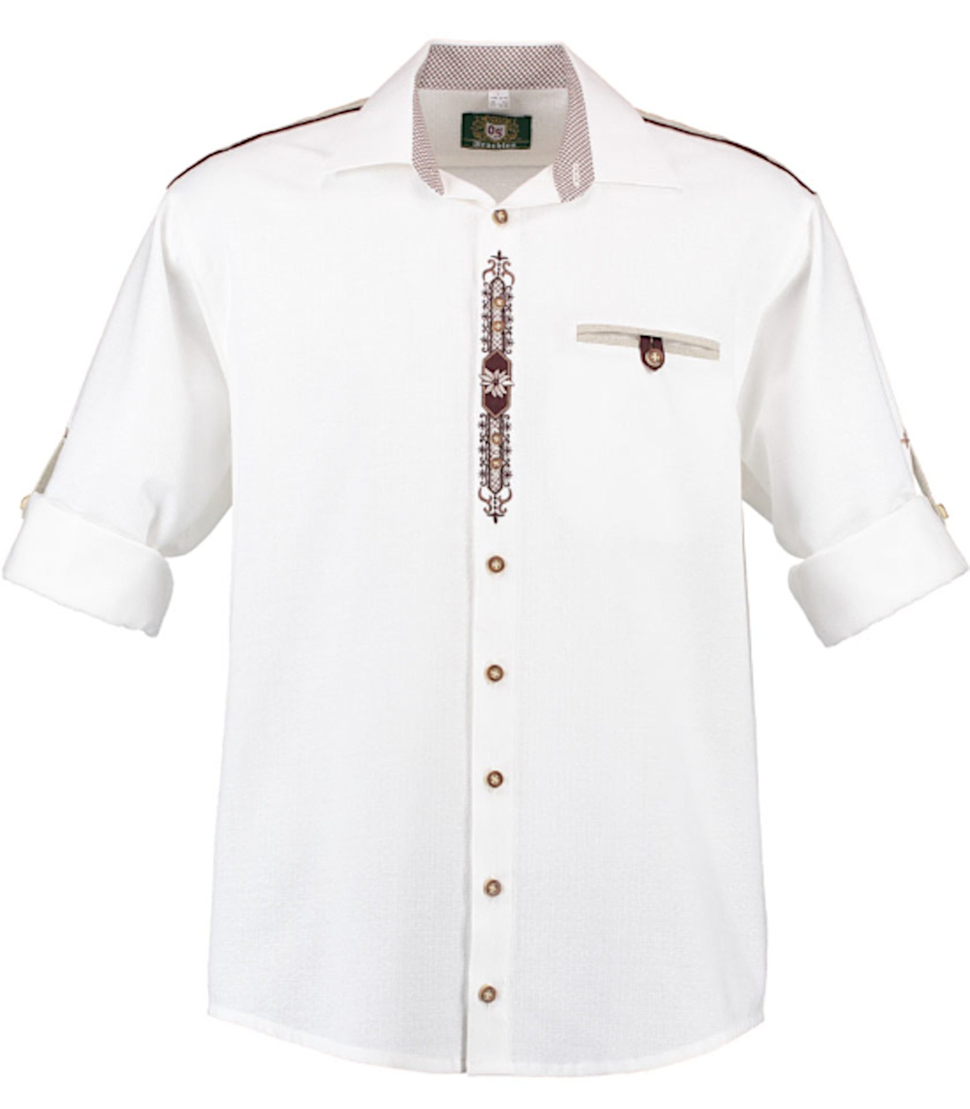 OS Trachten Trachtenhemd TH-0214 Stickerei Krempelarm Kentkragen, Regular F günstig online kaufen