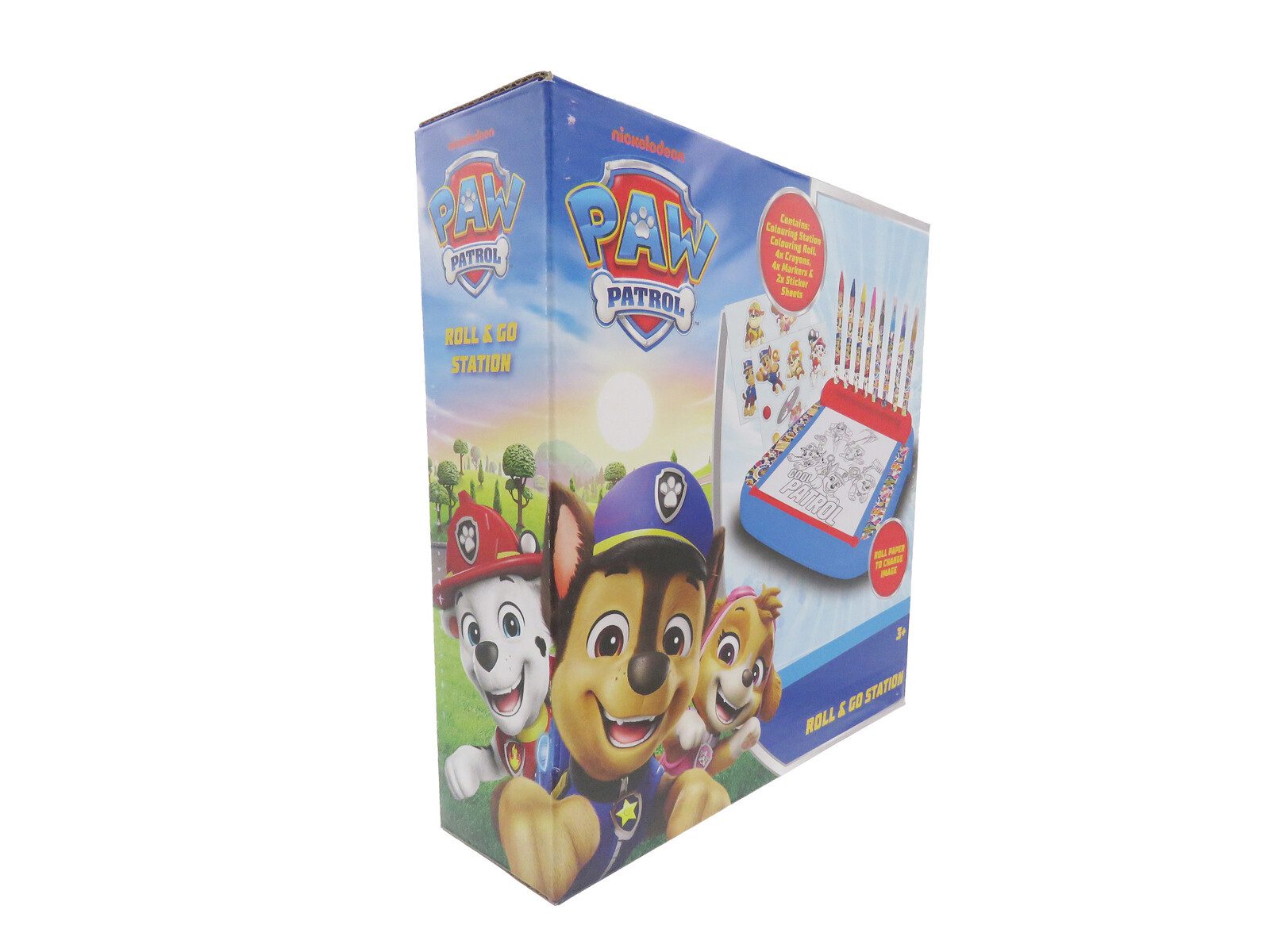 PAW PATROL Zeichenblock Kinder Malstation mit 4 Markern 4 Buntstiften und Papierrolle – Bild 4 von 5