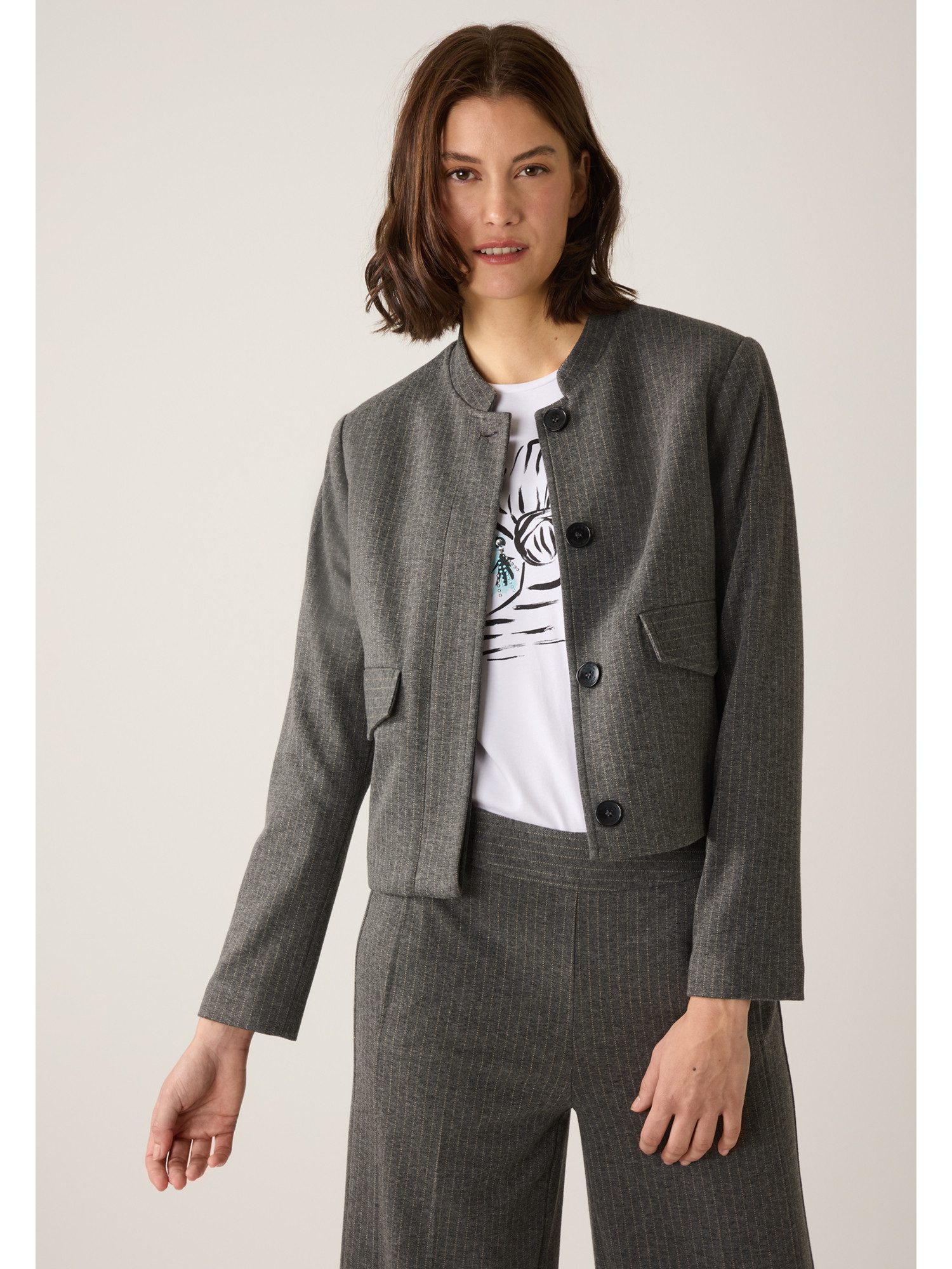 MORE&MORE Kurzblazer stilvoller, kurzer, Nadelstreifen-Blazer