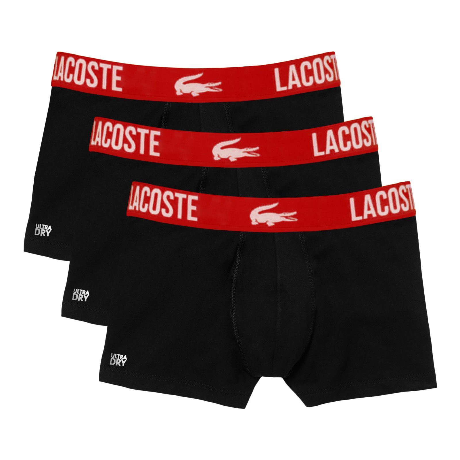 Lacoste 939 Trunk Trunks (3-St., 3er Pack Bund black-red 3er LACOSTE-Schriftzug Pack) mit am