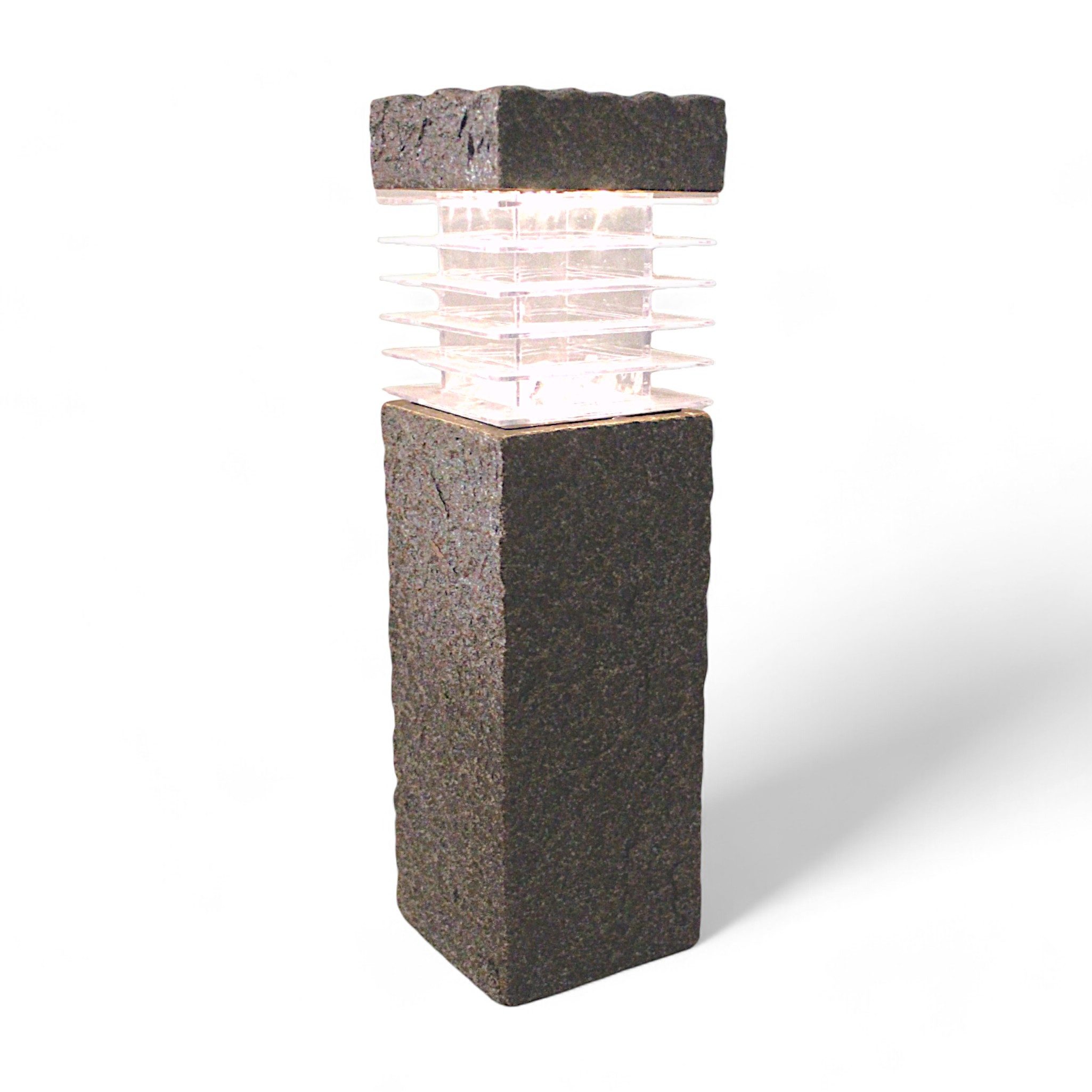 Arnusa LED Solarleuchte Sockelleuchte in Steinoptik 43,5 x 12 cm Gartenlamp günstig online kaufen