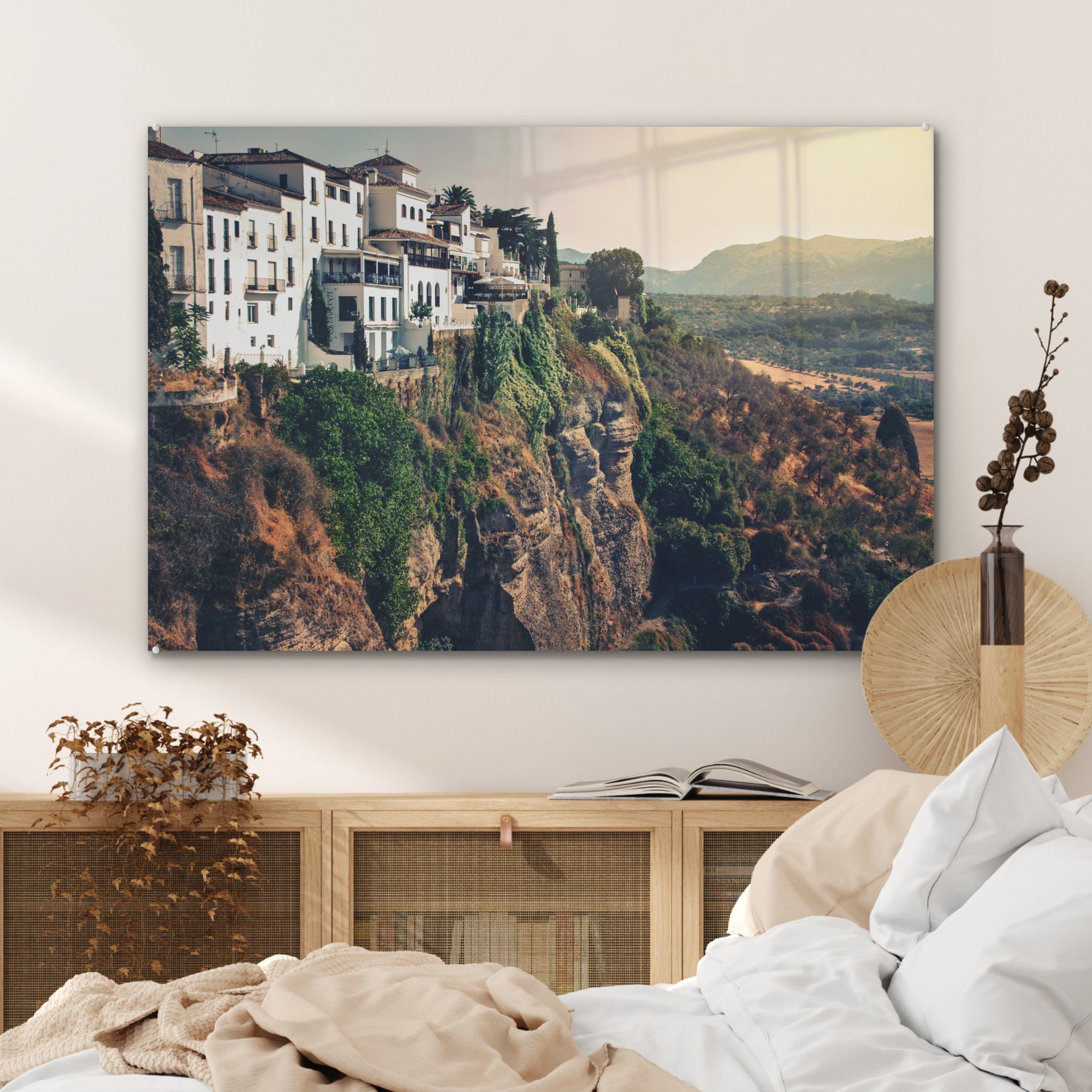 Häuser Steilküste Schlafzimmer (1 an Acrylglasbilder St), & Wohnzimmer MuchoWow der Acrylglasbild Andalusien, in