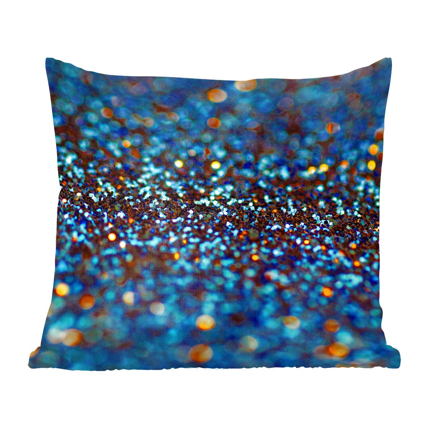 MuchoWow Dekokissen Glitter - Blau - Abstrakt - Design, Zierkissen mit Füllung für Wohzimmer, Schlafzimmer, Deko, Sofakissen