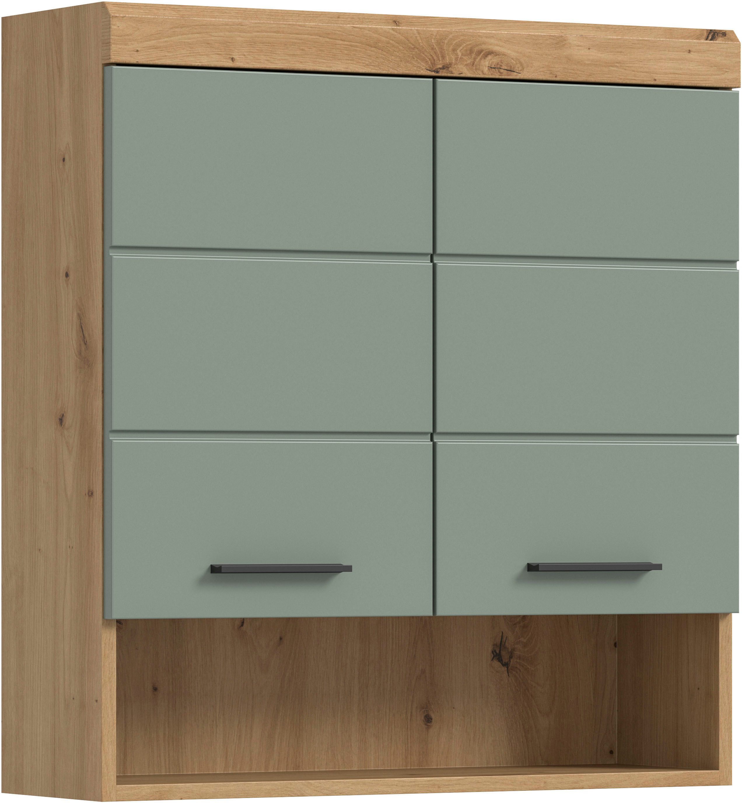 welltime Hängeschrank SIENA, Breite 74cm, 2 Türen, 1 offenes Fächer, MDF-Front (TOPSELLER) in verschiedenen Farben erhältlich, Badmöbel, Badschrank, Schrank, Bad
