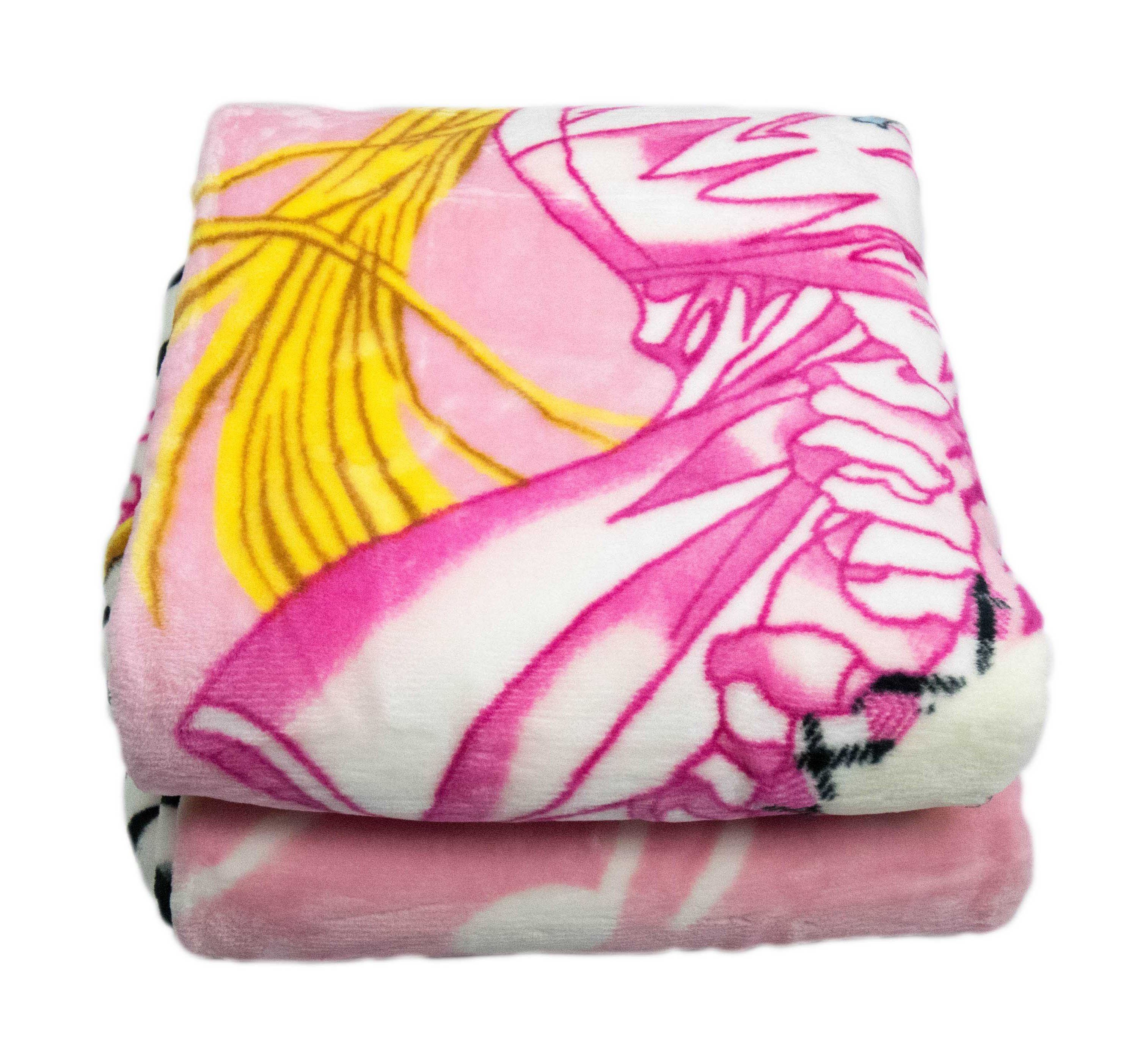 Rosa Spieldecke Teppich-Traum Pink Kuscheldecke Piano Prinzessin Kinderdecke mit Bunt, Weiß Wohndecke Decke Tagesdecke Design Gelb