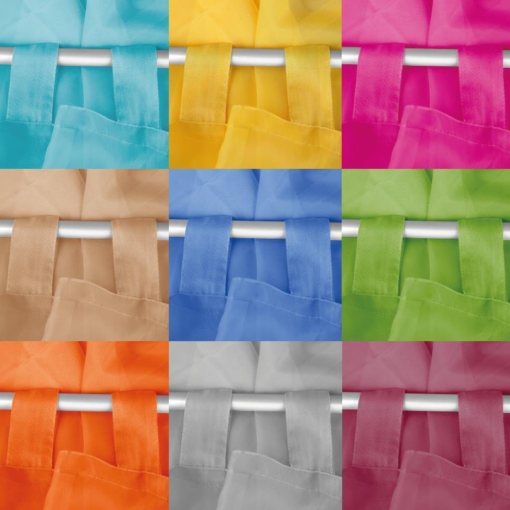 Voile, transparent, Größen Orange Scheibengardine Farben (1 St), Vorhang, und Bestgoodies, transparente vielen in Schlaufen-Bistrogardine, Voile erhältlich Schlaufen uni versch.
