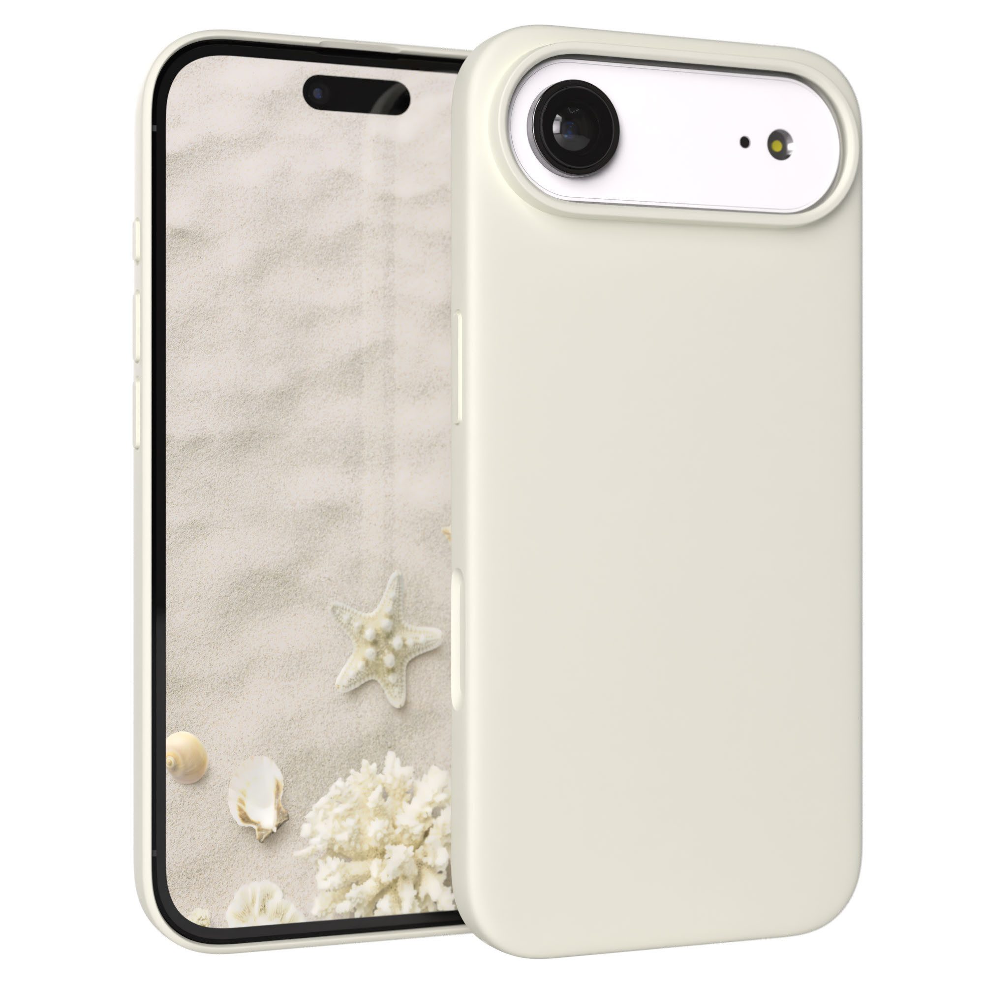 EAZY CASE Handyhülle für Apple iPhone Air Hülle Silikon 6,5 Zoll, Hülle Silikon mit Displayschutz Handy Softcase Slimcover Taupe / Beige
