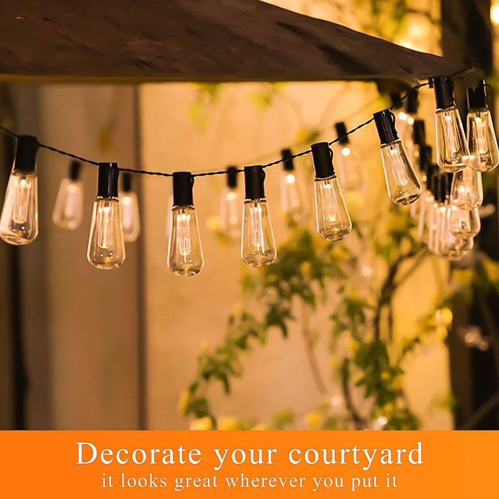 Athlix LED-Lichterkette Solar-LED-Outdoor-Lichterkette IP44 Außen G40 Beleuchtung, Dauerbeleuchtung und Blinkmodus, Bruchsicheres Kunststoffmaterial