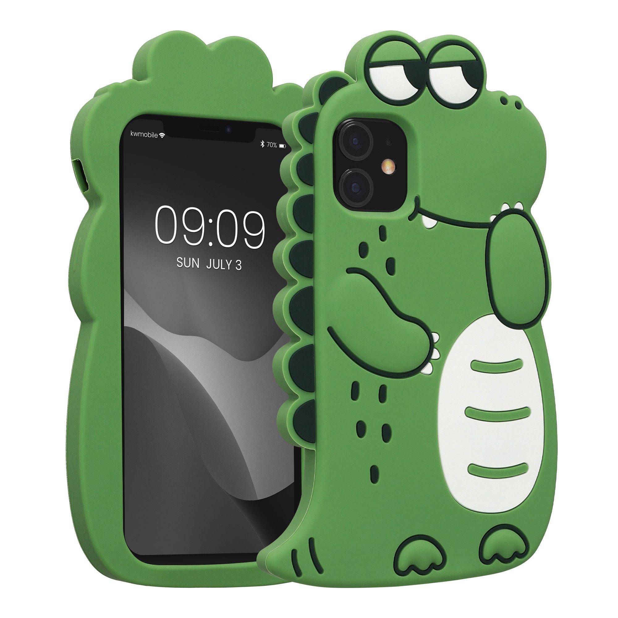 kwmobile Handyhülle Hülle für Apple iPhone 11, Silikon Handy Schutzhülle Cover Case - Süßer Dinosaurier Design