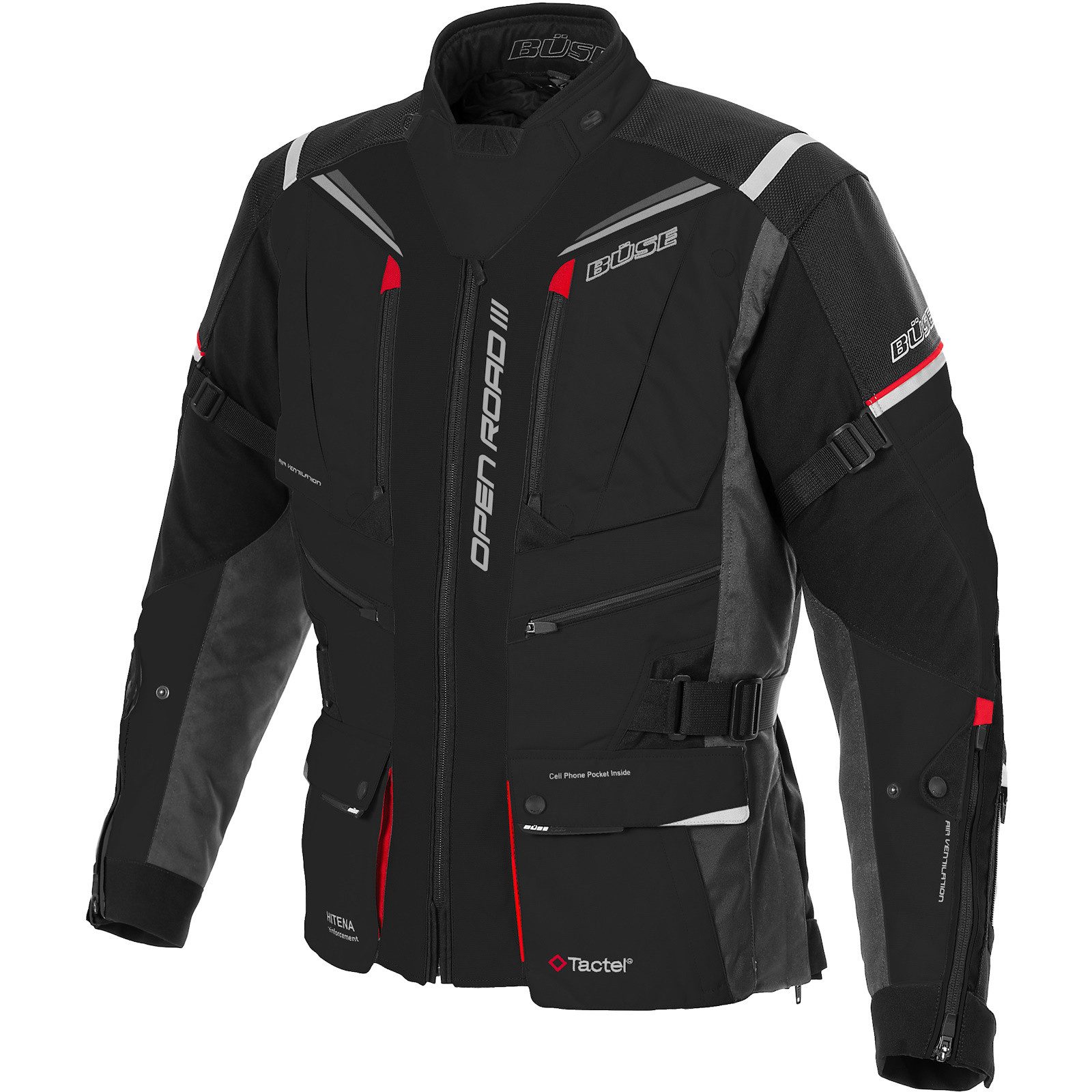 Büse Motorradjacke Büse Open Road III Textiljacke Schwarz atmungsaktiv günstig online kaufen
