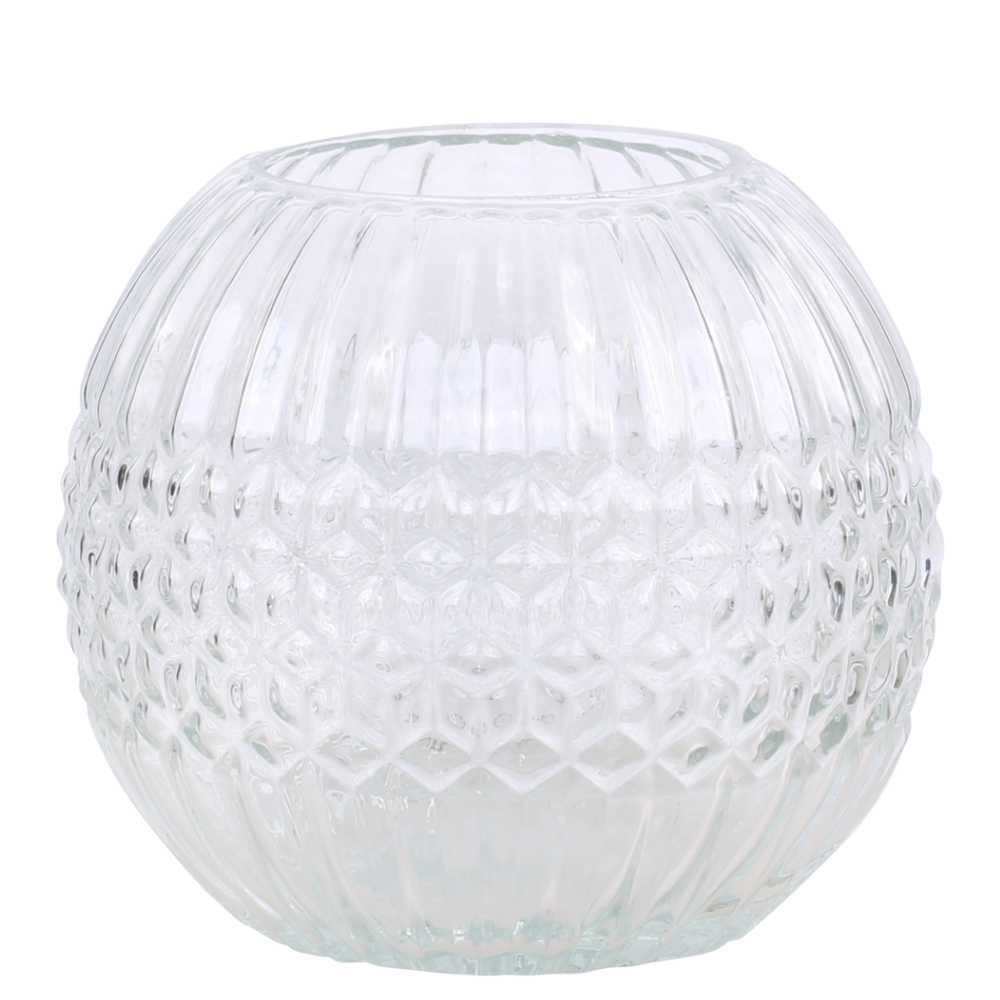 Chic Antique Dekovase Chic Antique Vase Glas mit Rillen Struktur 13x15 cm