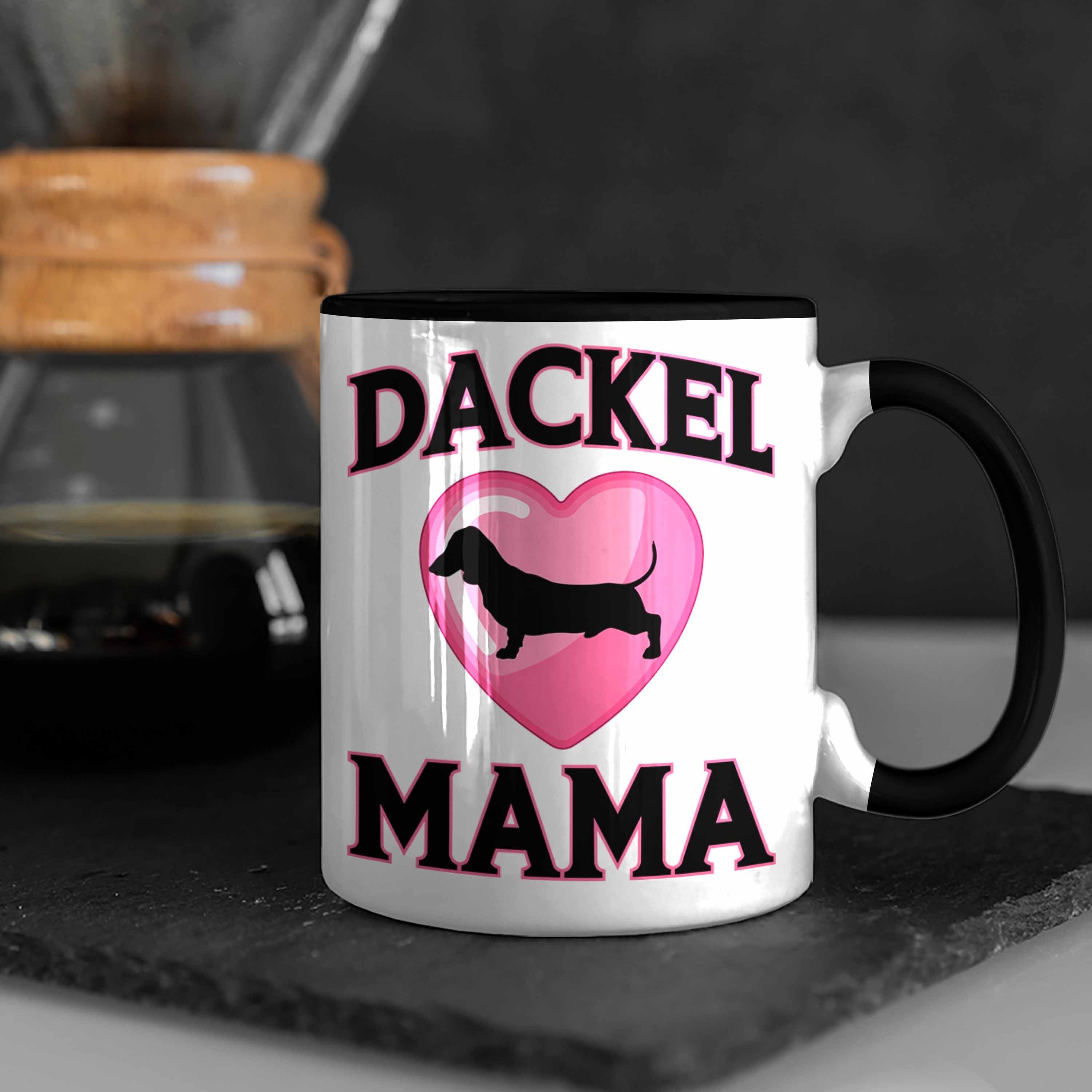 Trendation Tasse Trendation - Dackel-Besitzerin Schwarz Dackel Frauen Tasse Geschenk Mama