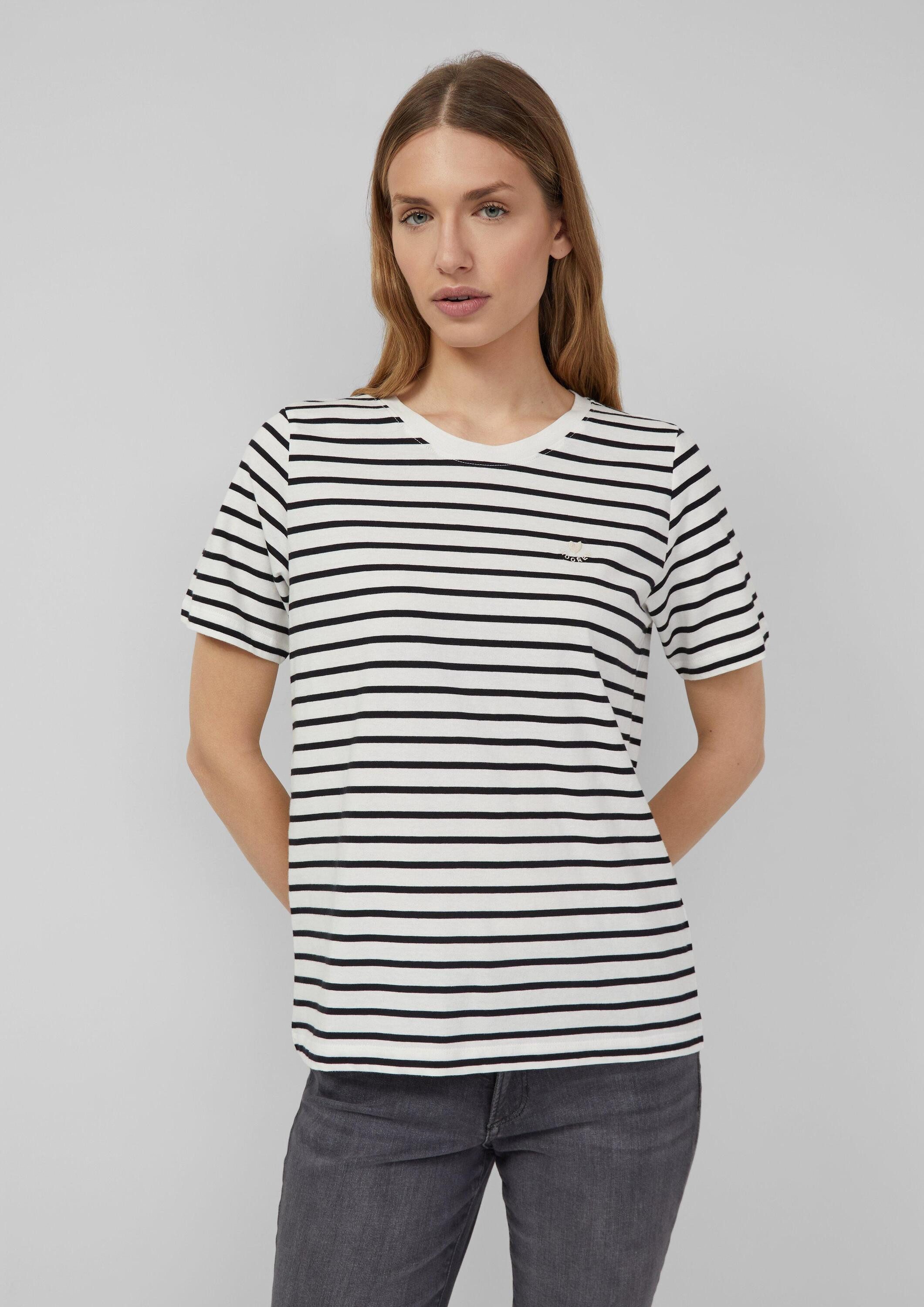 s.Oliver Kurzarmshirt T-Shirt Gestreiftes Jersey-T-Shirt mit Herz-Stickerei günstig online kaufen