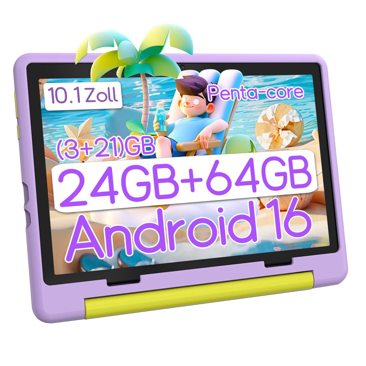 BUFO Kinder Lern-Tablet mit Elternkontrolle 10'' Android 16, 64GB Tablet (10", 64 GB, Android 16, Kids Bumper blau)