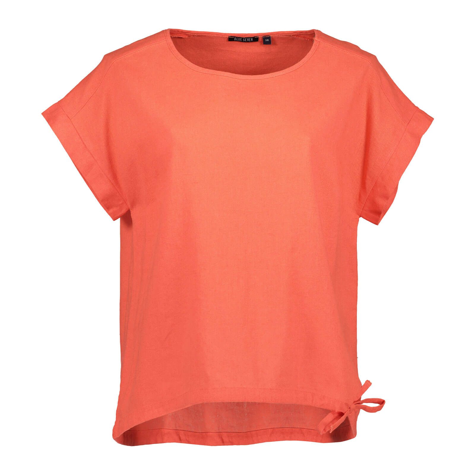 Blue Seven Blusenshirt 180310 Damen Bluse mit überschnittenen Schultern - Kurzarm Sommerbluse Klassischer Rundhalsausschnitt, Tunnelzug am Saum, Lockere Passform